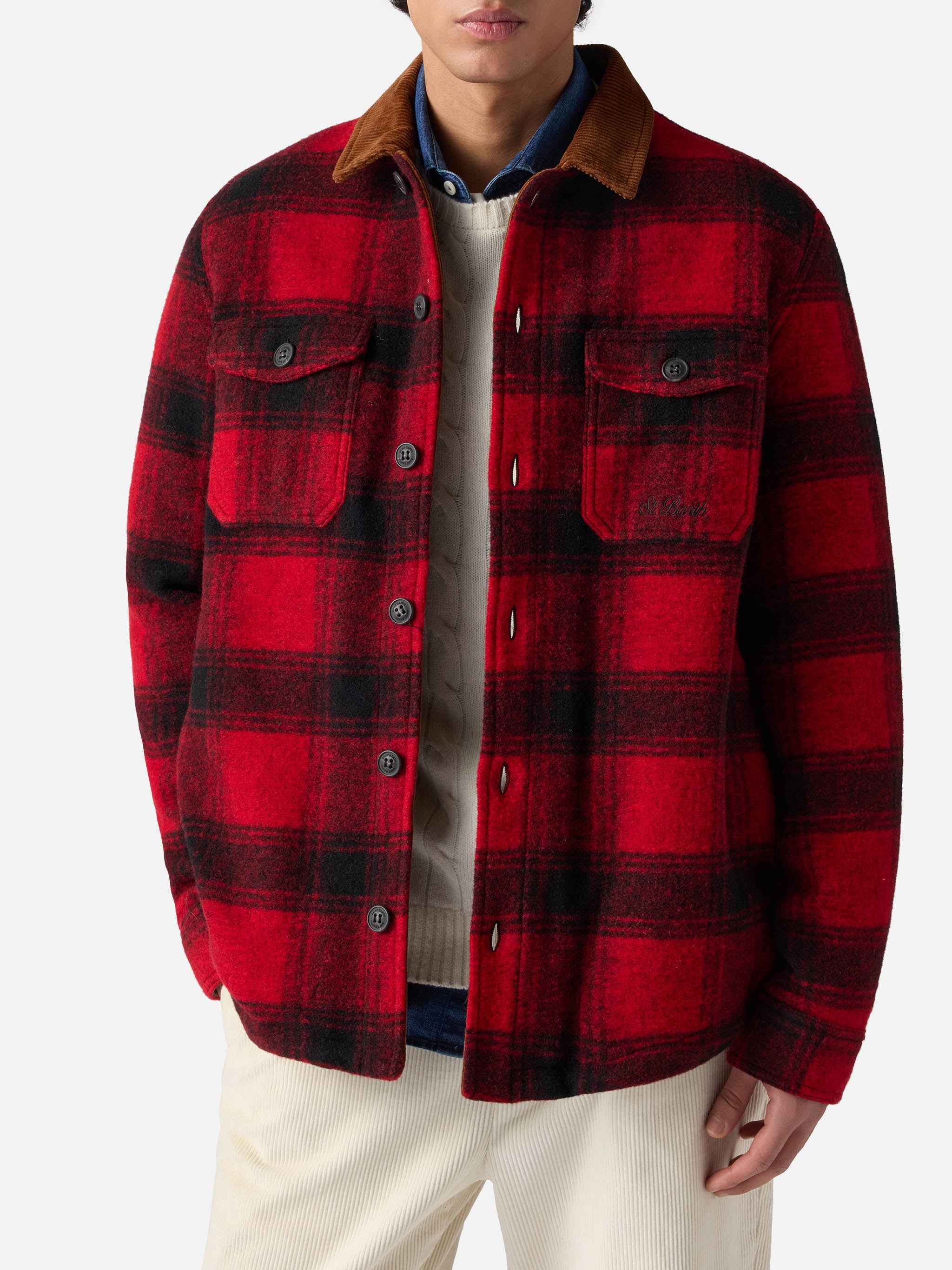 mc2-saint-barth-giacca-landeck-uomo-in-misto-lana-tartan-rosso image 1