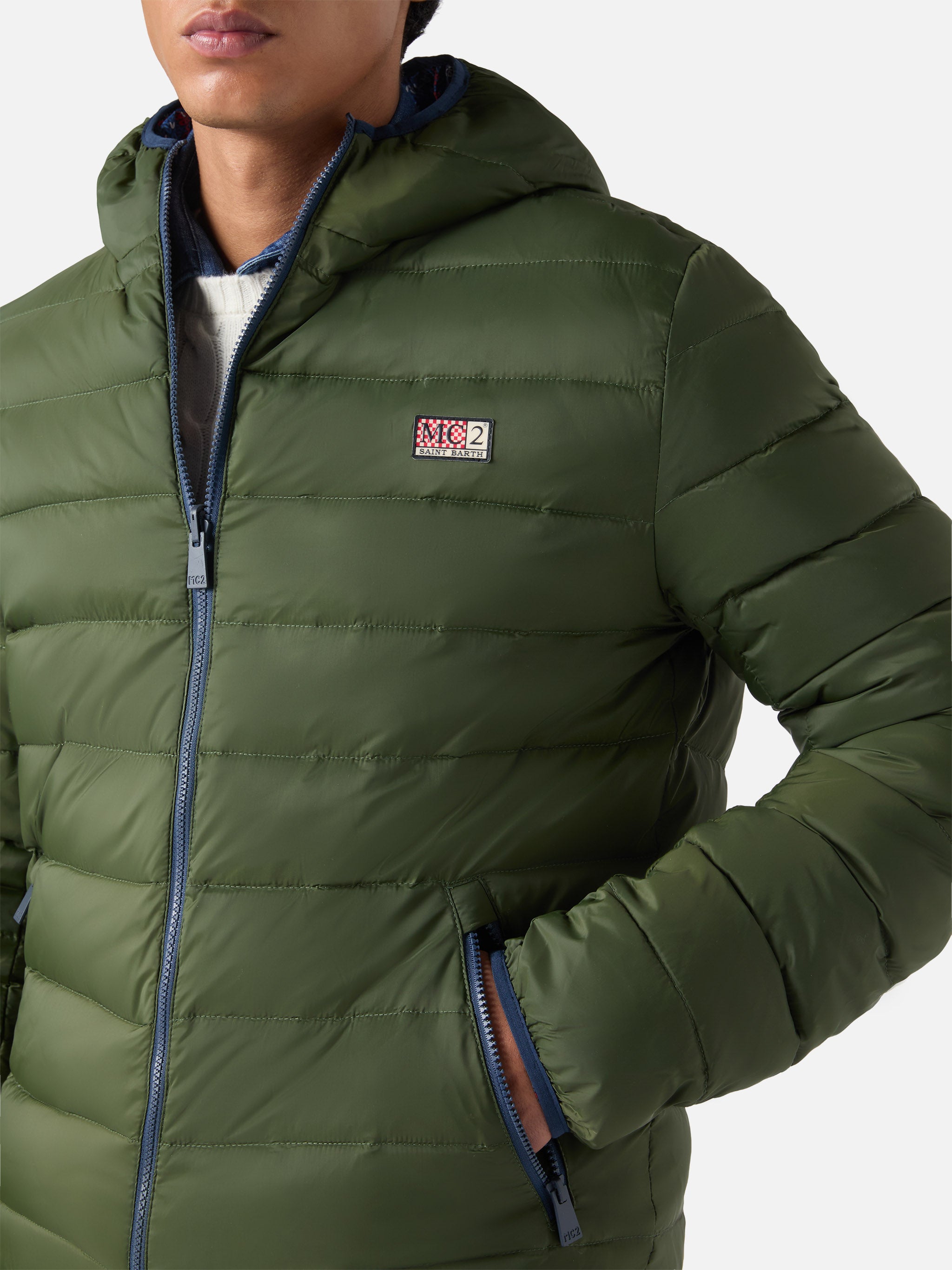mc2-saint-barth-piumino-double-face-courchevel-uomo-verde-militare-reversibile image 4