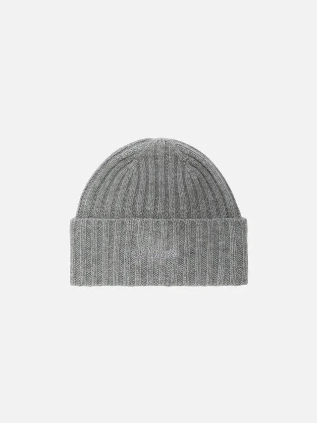 mc2-saint-barth-berretto-wengen-cashmere-grigio-ricamo-st-barth image 1