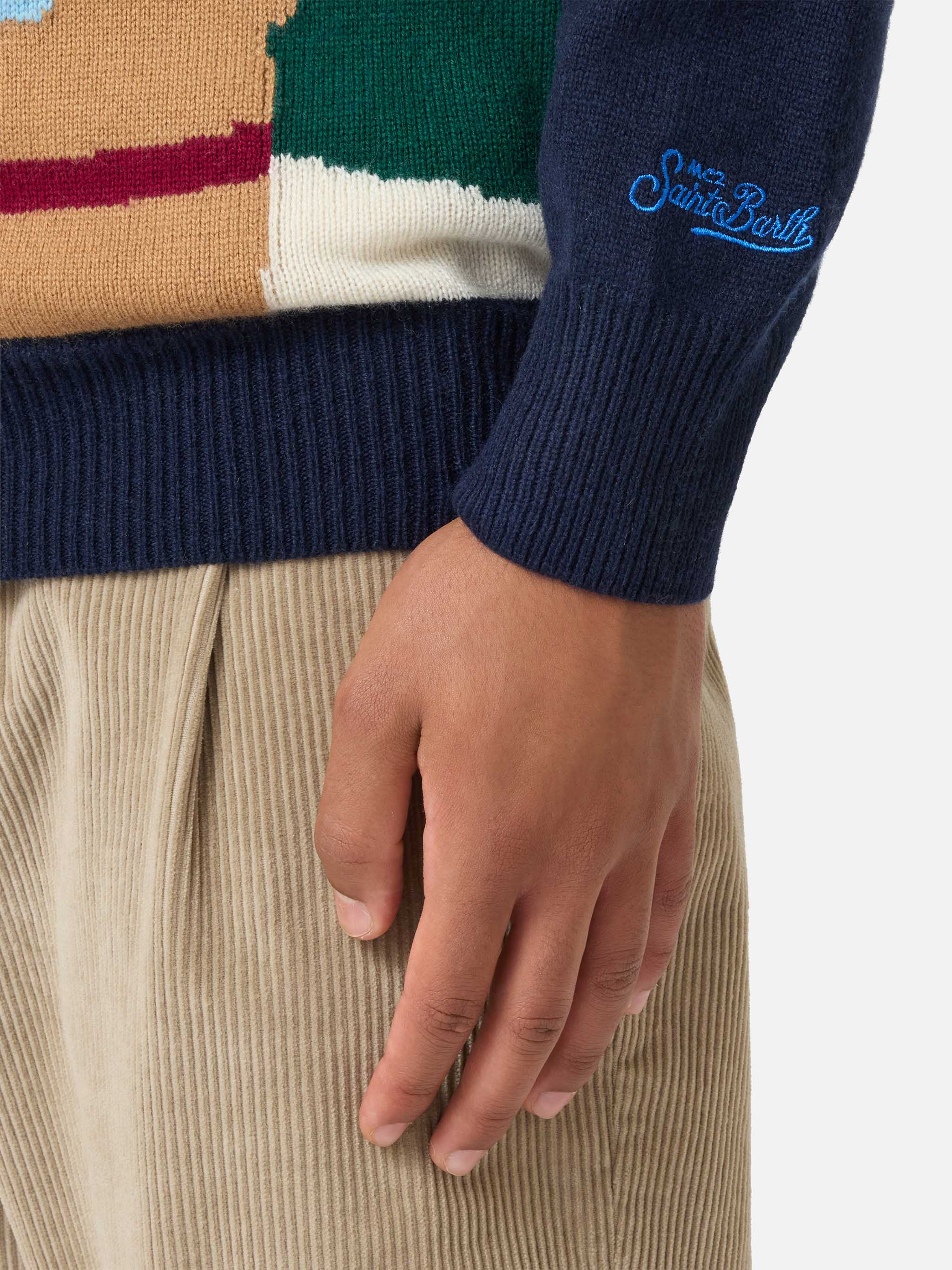 mc2-saint-barth-maglione-girocollo-uomo-cartolina-jacquard-blu-navy-apr-s-sky image 4
