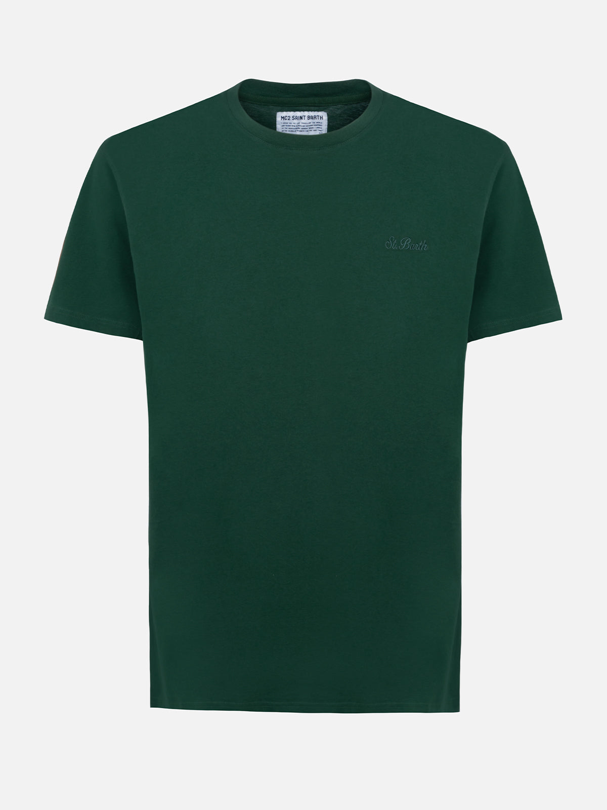 t-shirt-mc2-saint-barth-arnott-da-uomo-in-cotone-pesante-verde-british-tinta-uni image 1