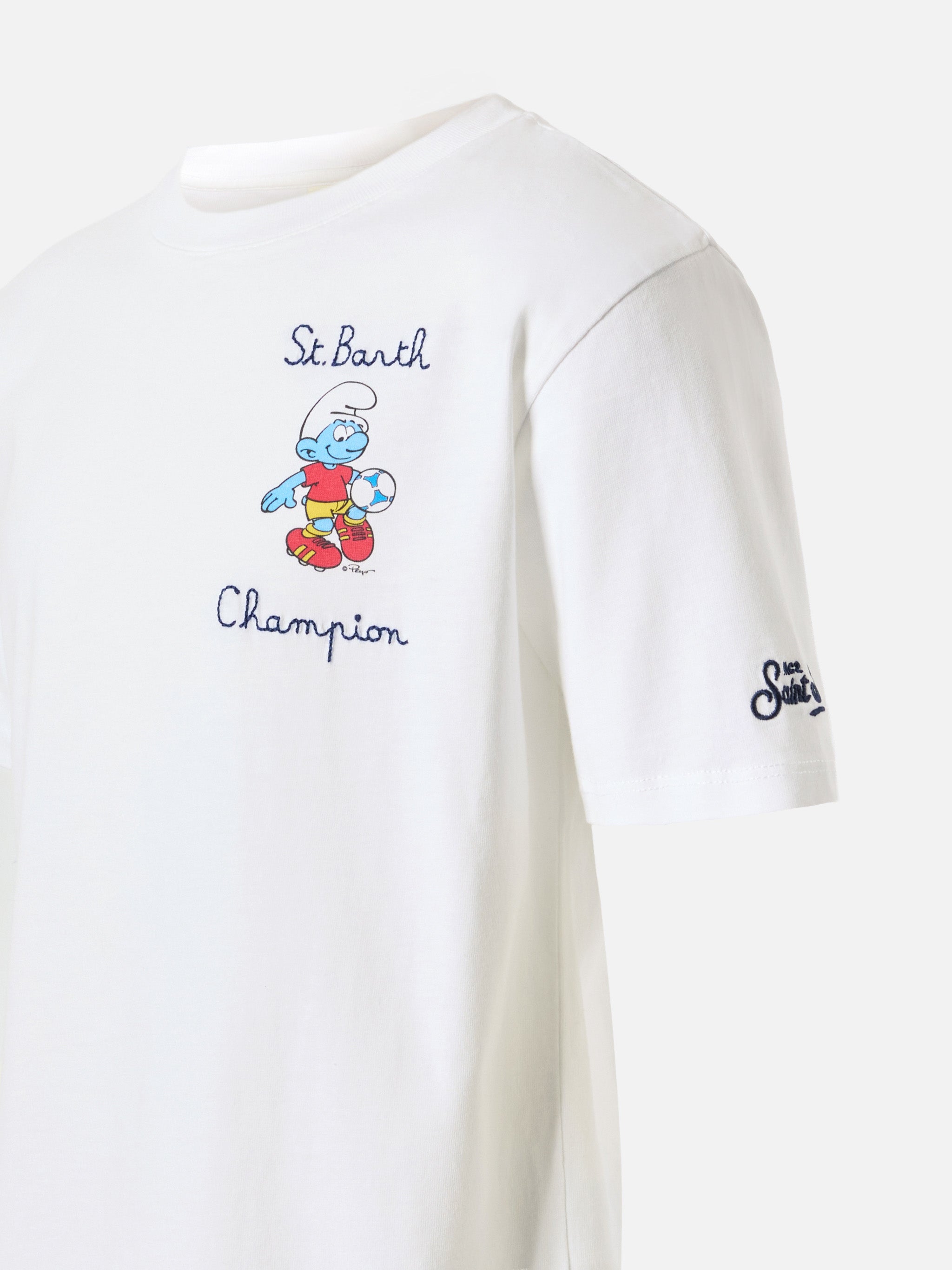 t-shirt-bambino-mc2-saint-barth-in-cotone-con-ricamo-puffo-the-smurfs-special-ed image 2