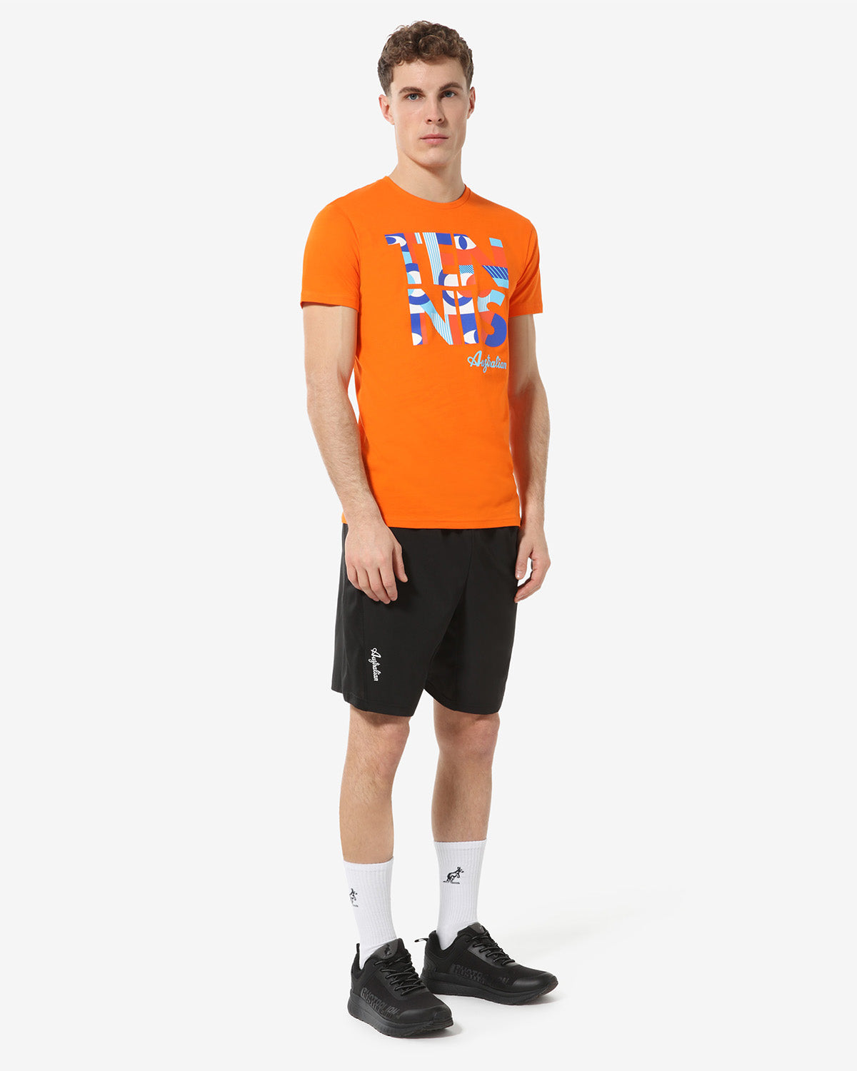 australian-tennis-geometry-t-shirt-arancio-acceso-maglia-cotone image 2