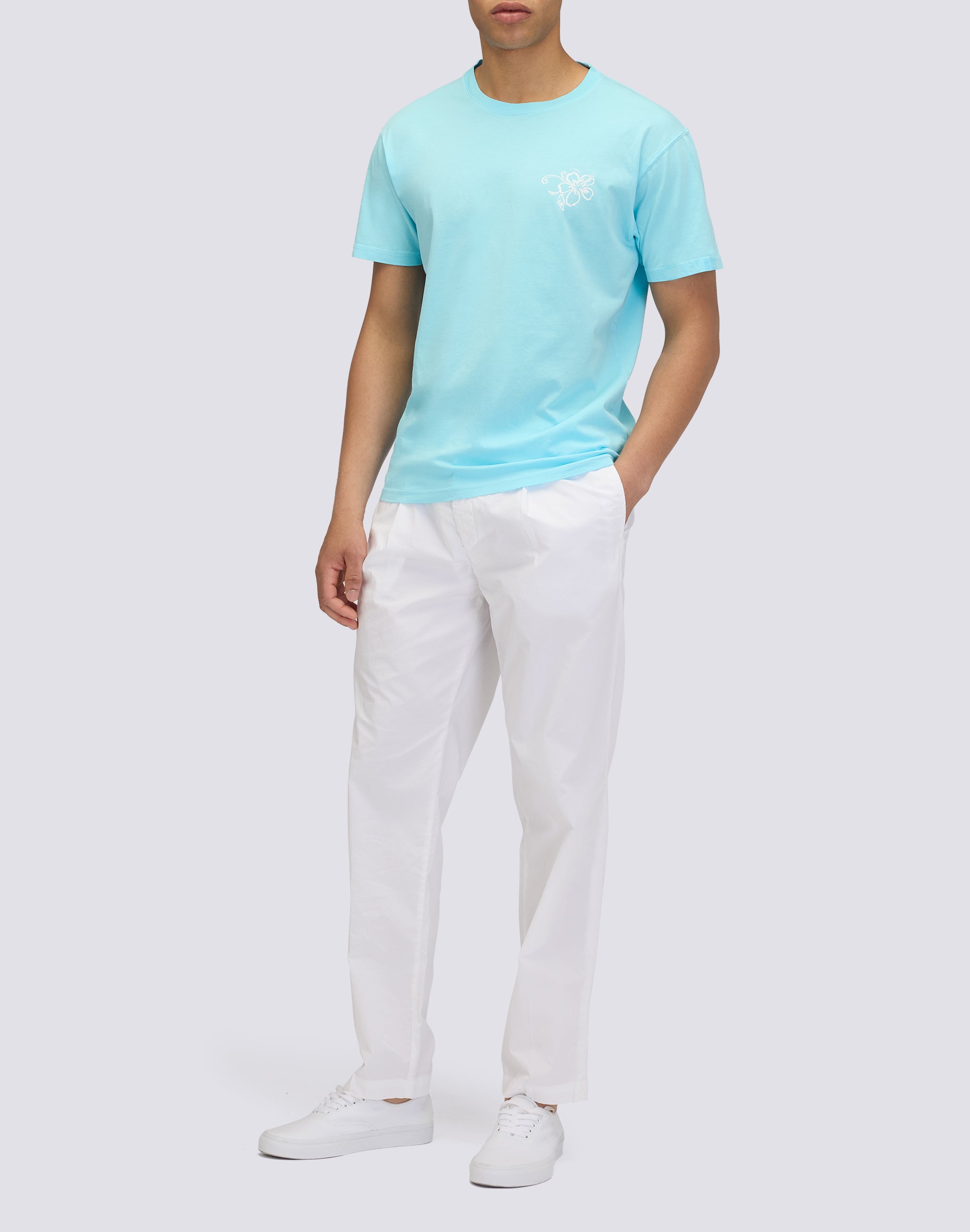 sundek-m321tej78tc-t-shirt-uomo-girocollo-stampa-hibiscus-d-archivio image 3