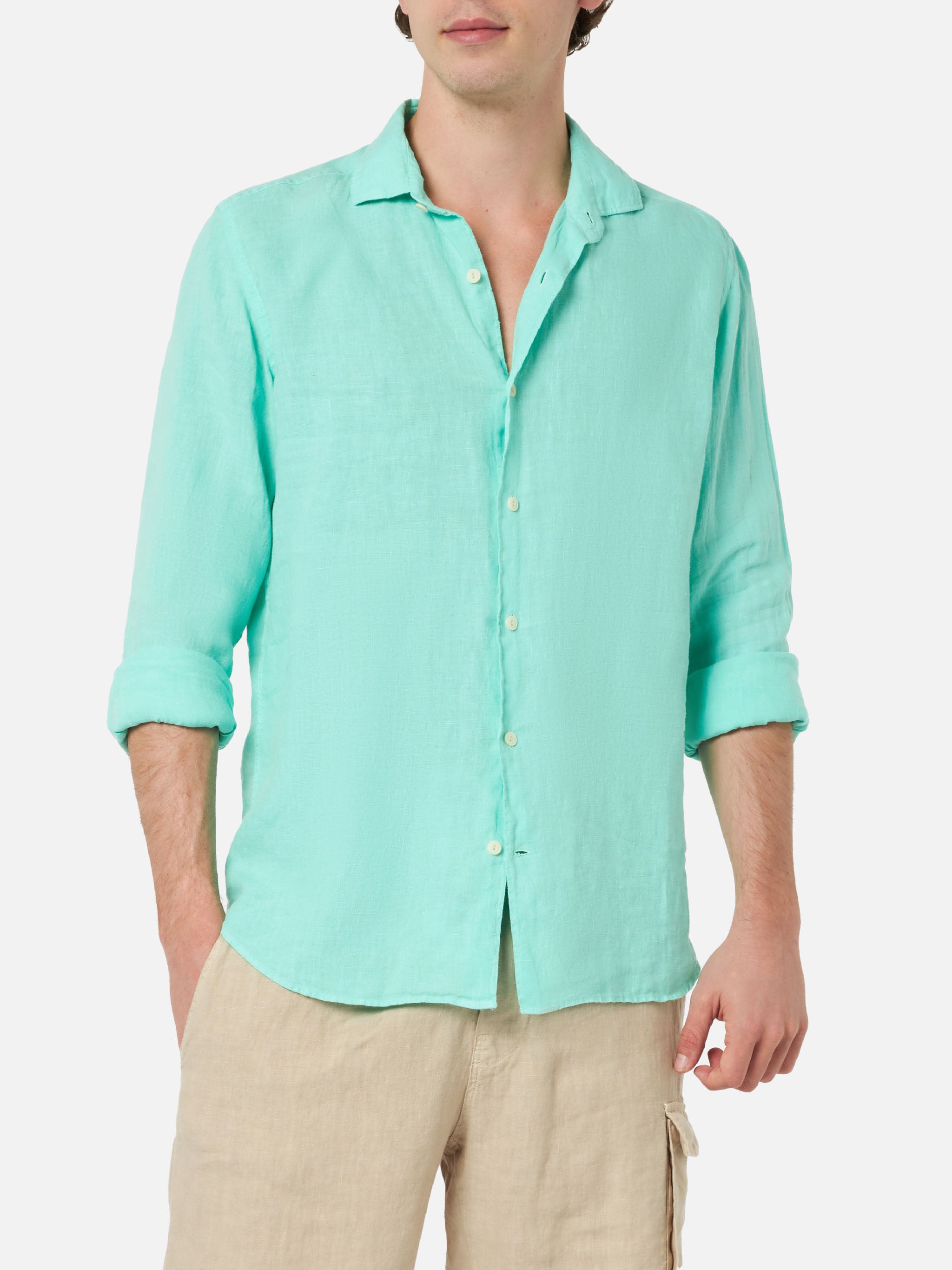 mc2-saint-barth-camicia-uomo-pamplona-in-puro-lino-verde-menta image 1
