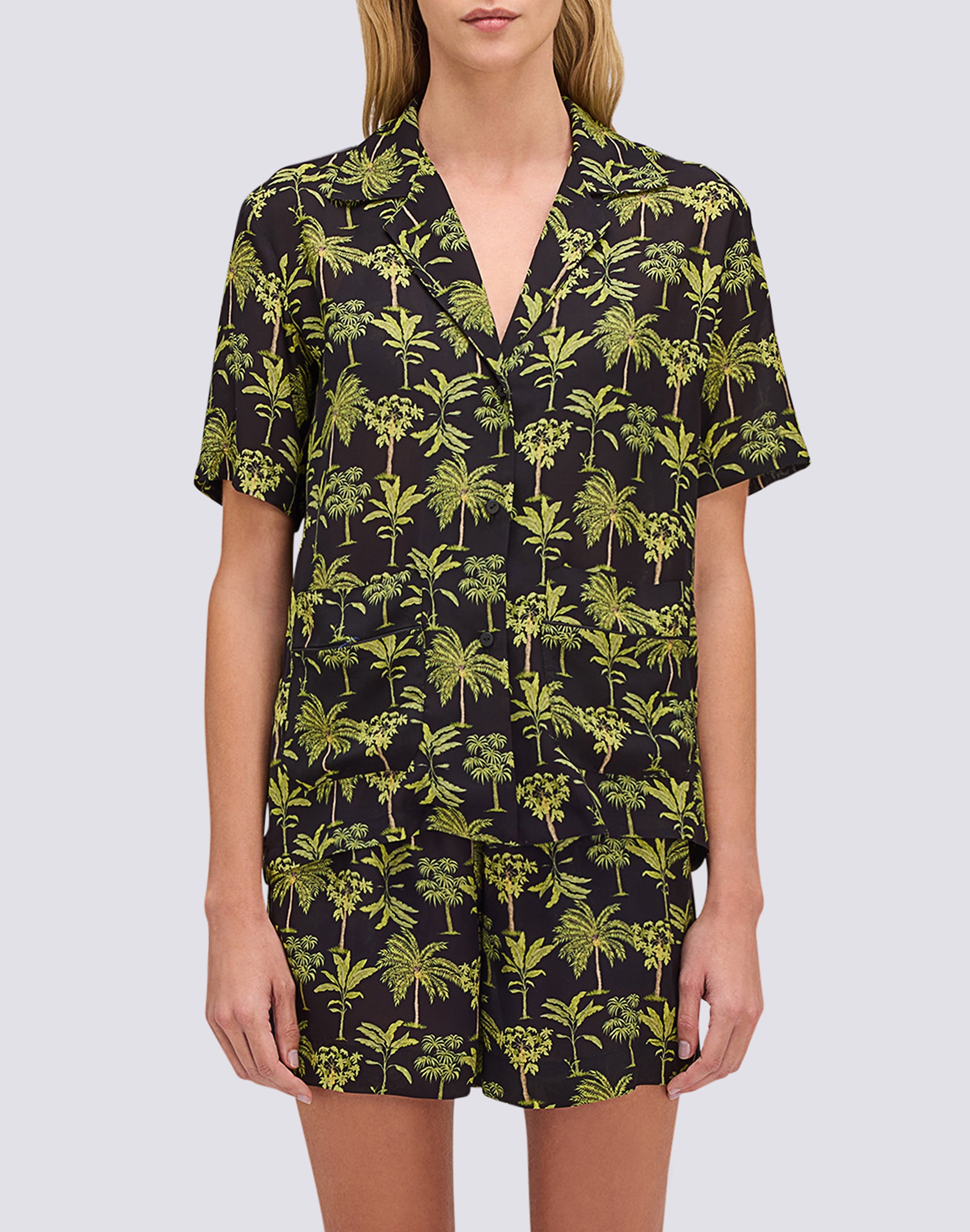 sundek-botanic-camicia-donna-stile-bowling-con-stampa-botanica image 1