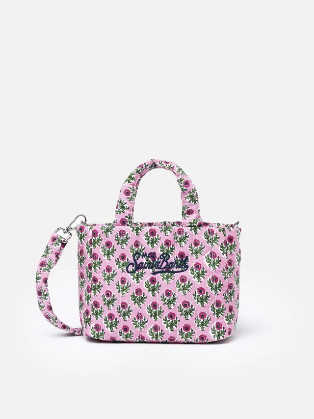 mc2-saint-barth-borsa-soft-tote-mini-trapuntata-rosa-a-fiori-con-tracolla image 1