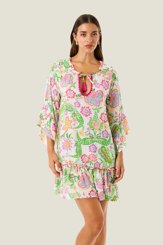 4giveness-vestito-corto-balza-flowers-colors-donna-cover-up image 1