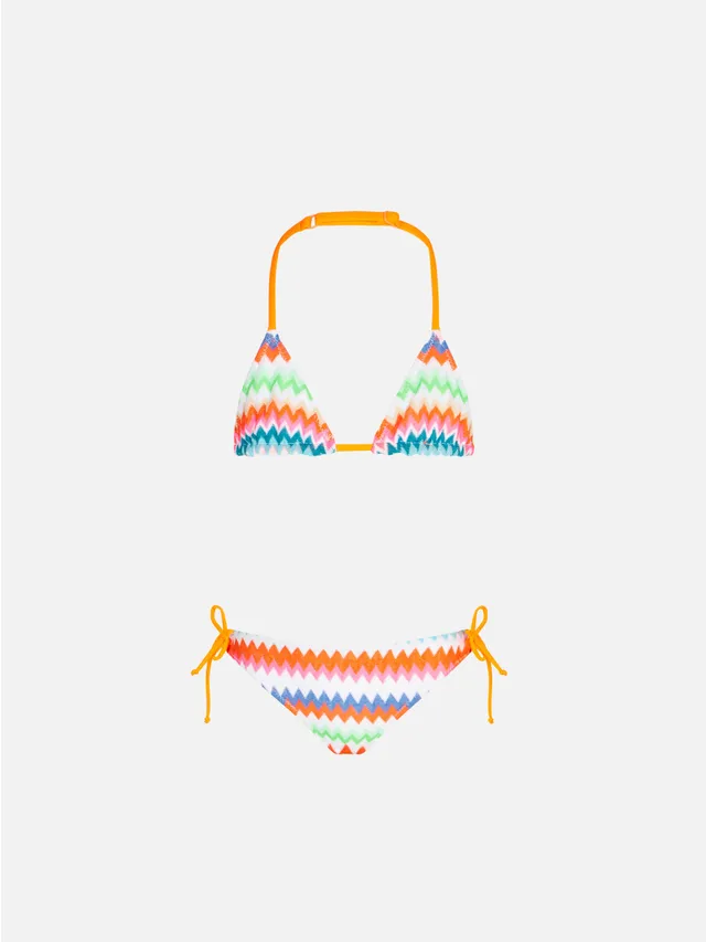 mc2-saint-barth-bikini-bambina-a-triangolo-con-fantasia-zig-zag-multicolore-e-la image 1