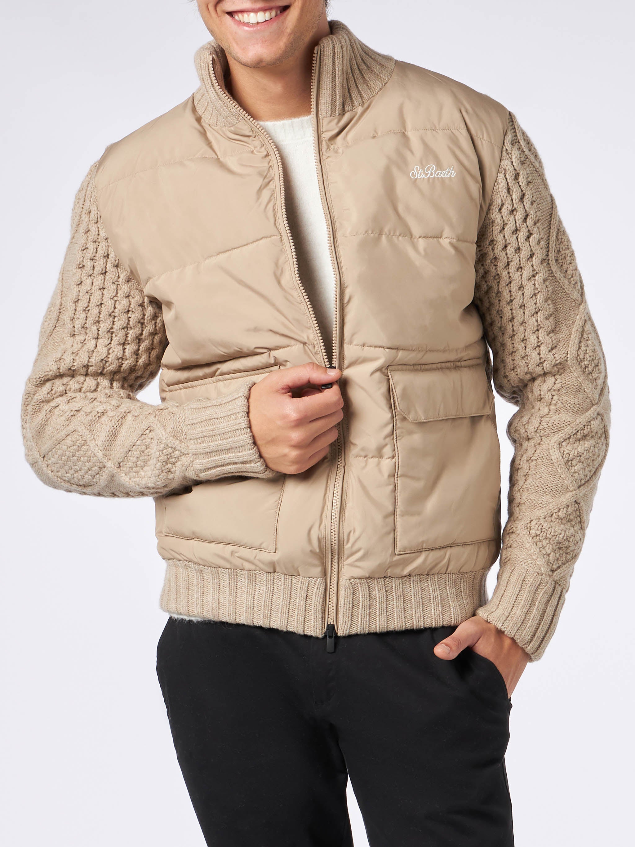 mc2-saint-barth-whistler-giacca-trapuntata-beige-maniche-maglia-uomo image 1