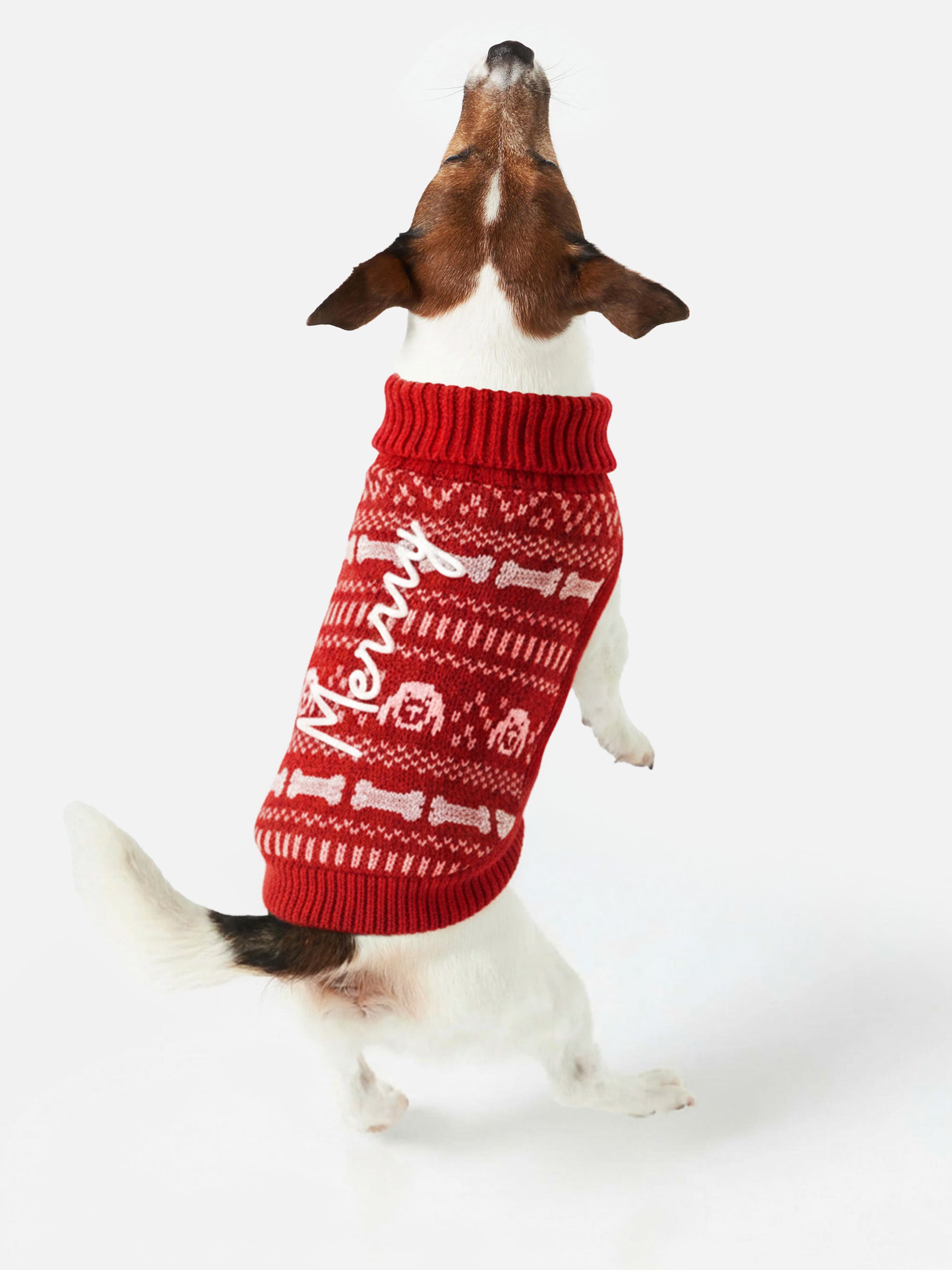 mc2-saint-barth-maglione-per-cani-merry-fair-isle-rosso-dolcevita image 2