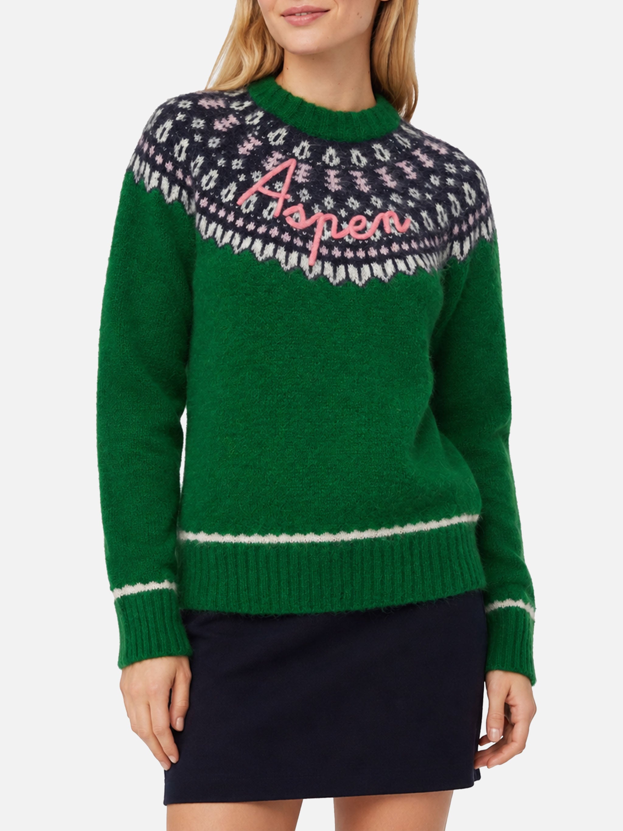 maglione-mc2-saint-barth-queen-nordic-soft-verde-con-jacquard-fair-isle-e-ricamo image 1
