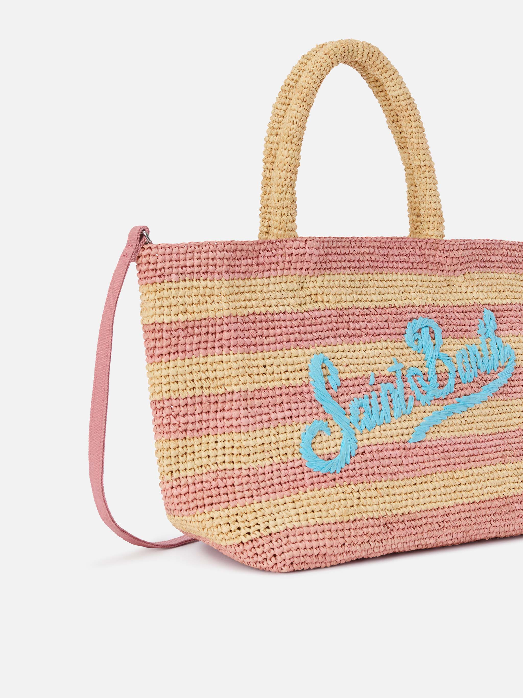mc2-saint-barth-beach-medium-borsa-mare-raffia-rosa-a-righe image 3
