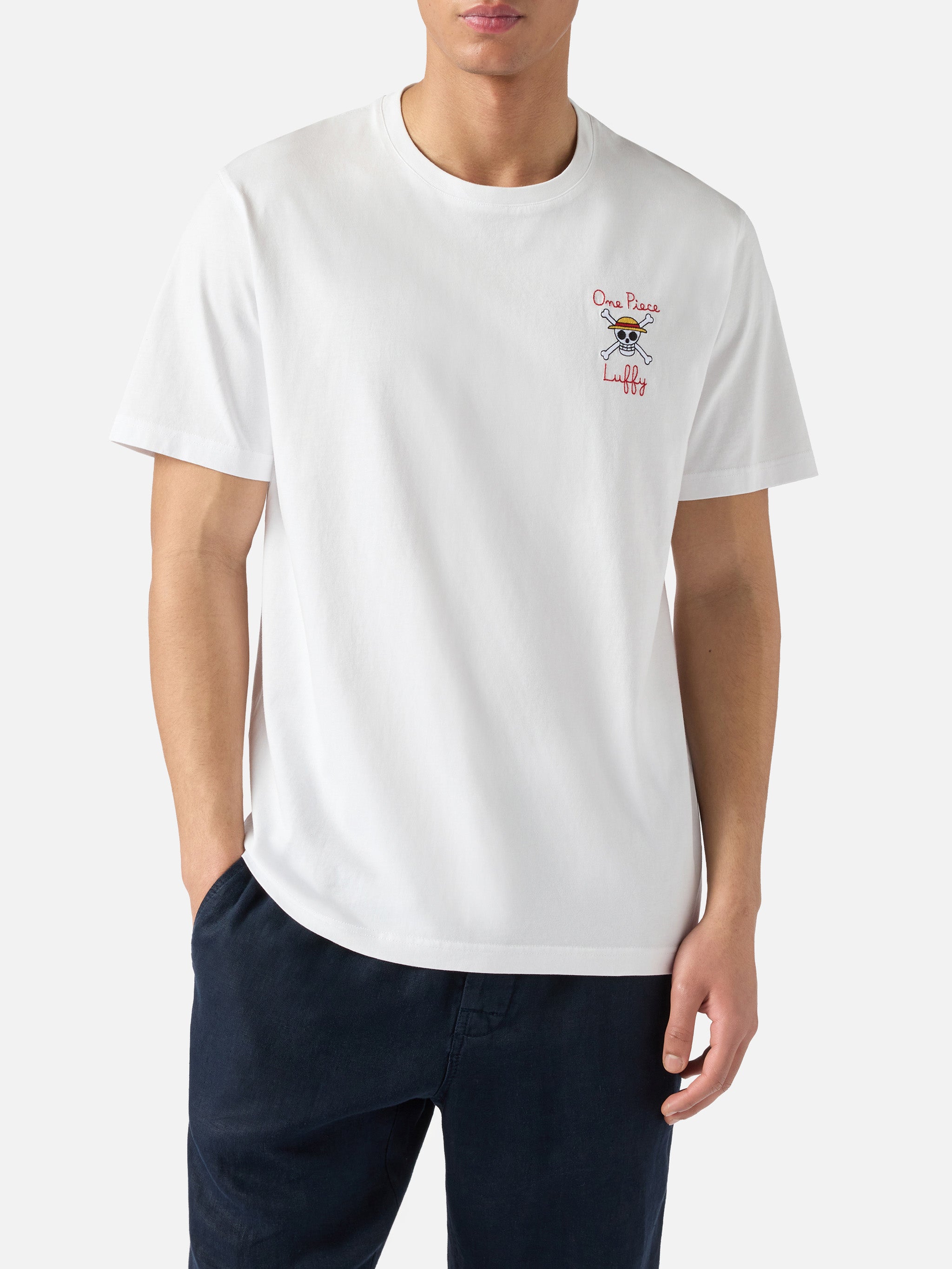 mc2-saint-barth-portland-t-shirt-uomo-bianca-cotone-one-piece-luffy-special-edit image 3