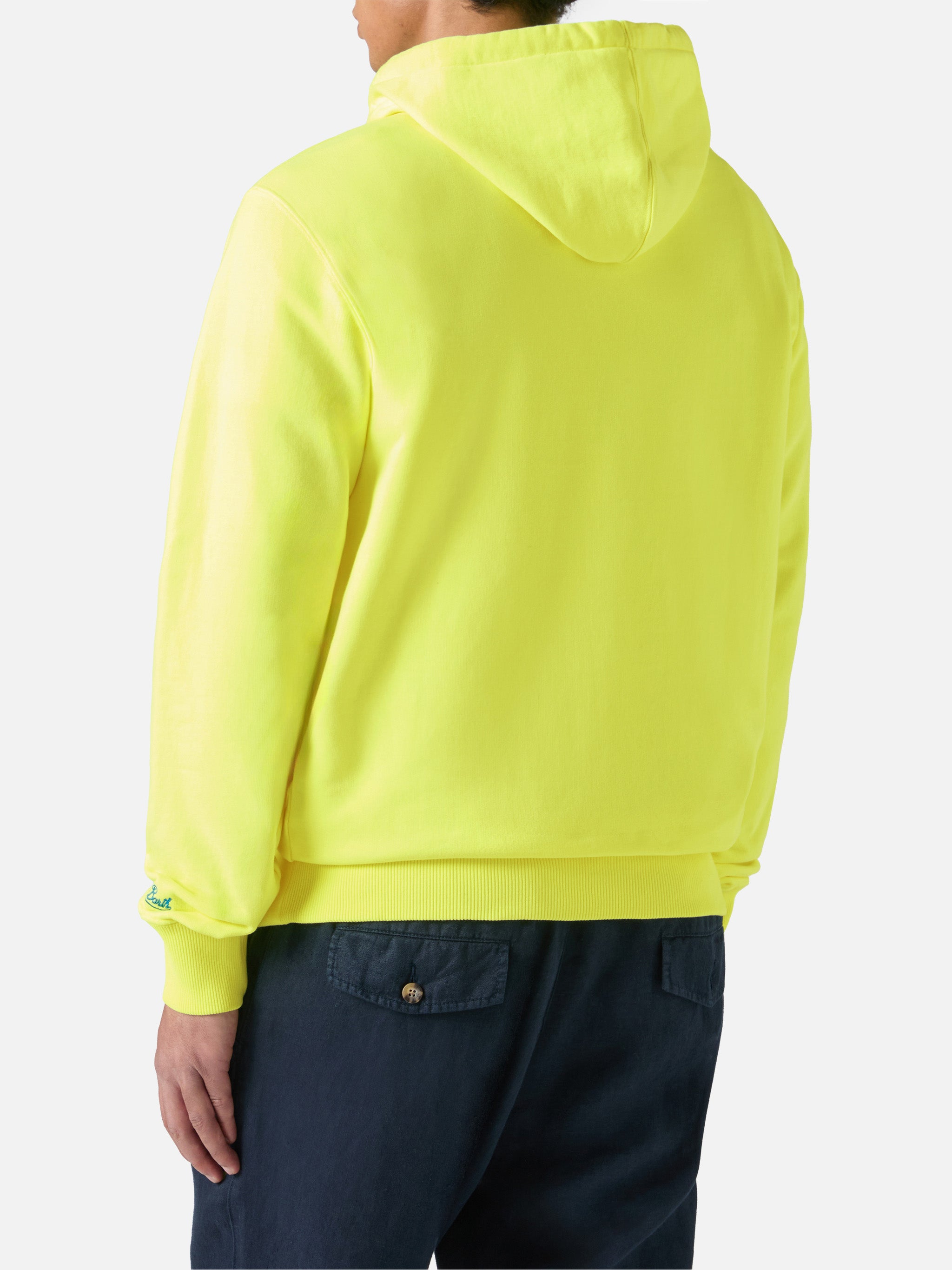 mc2-saint-barth-felpa-manhattan-surf-club-in-cotone-gialla-con-cappuccio image 3