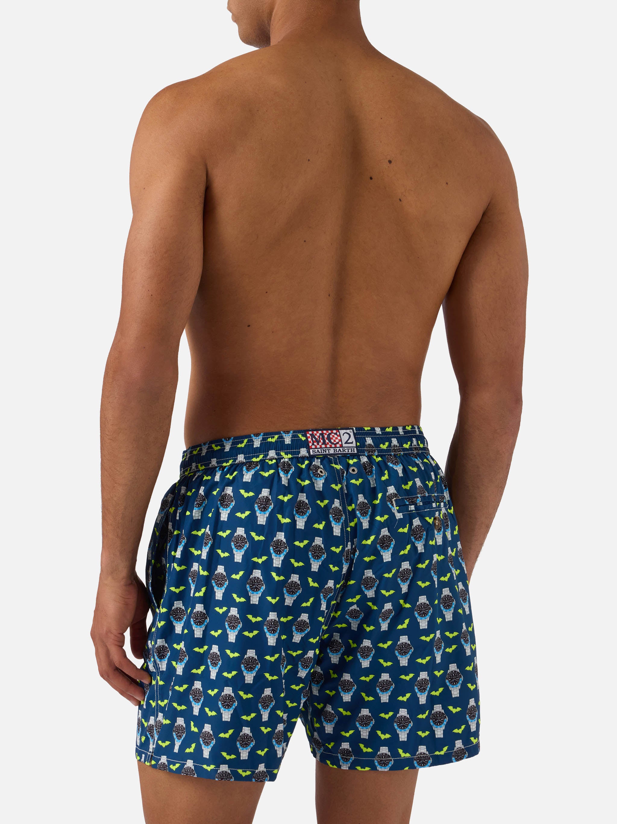 costume-mare-mc2-saint-barth-lighting-micro-blu-navy-con-stampa-orologi-e-pipist image 5