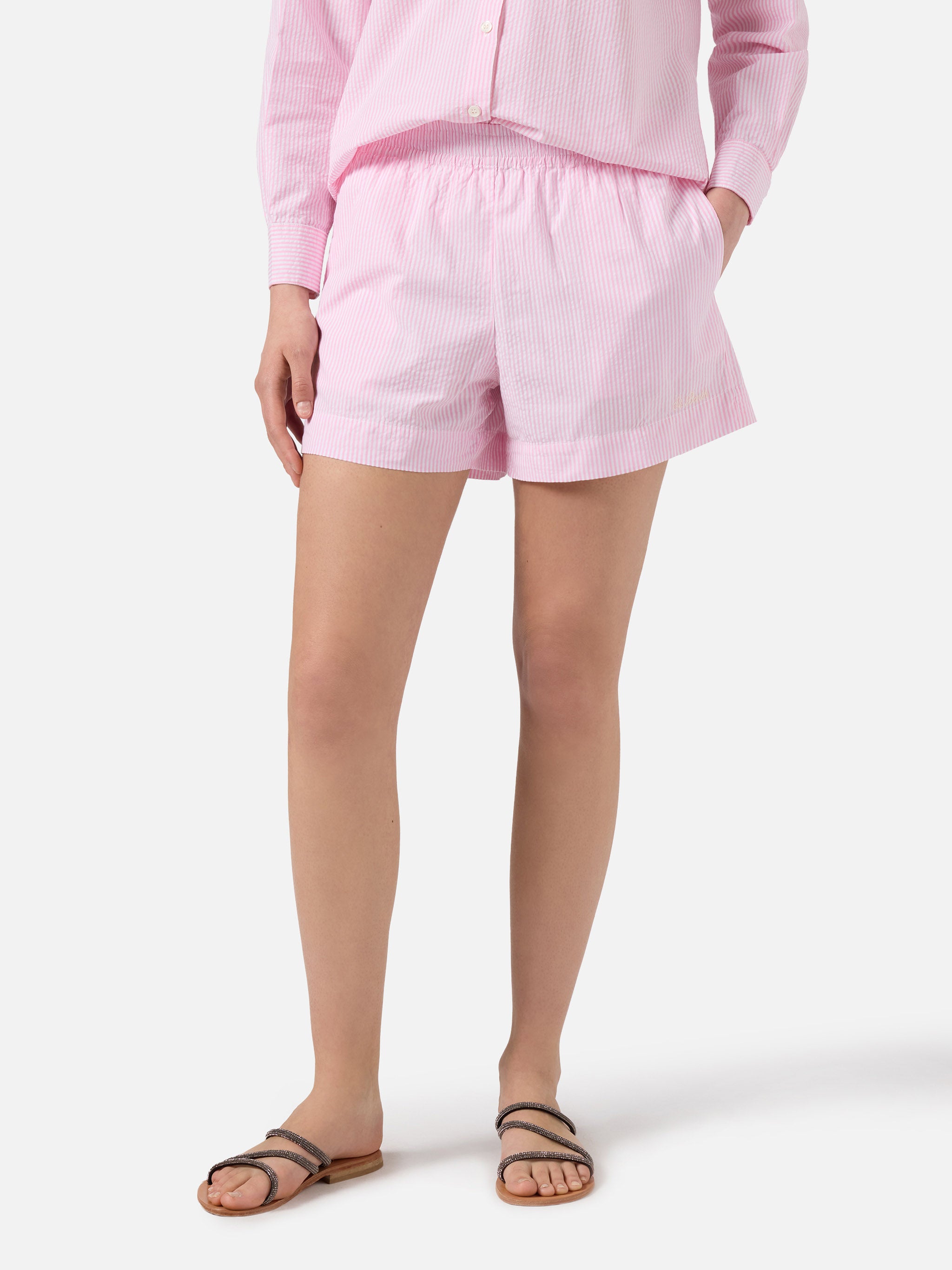 mc2-saint-barth-shorts-meave-in-seersucker-a-righe-rosa image 1