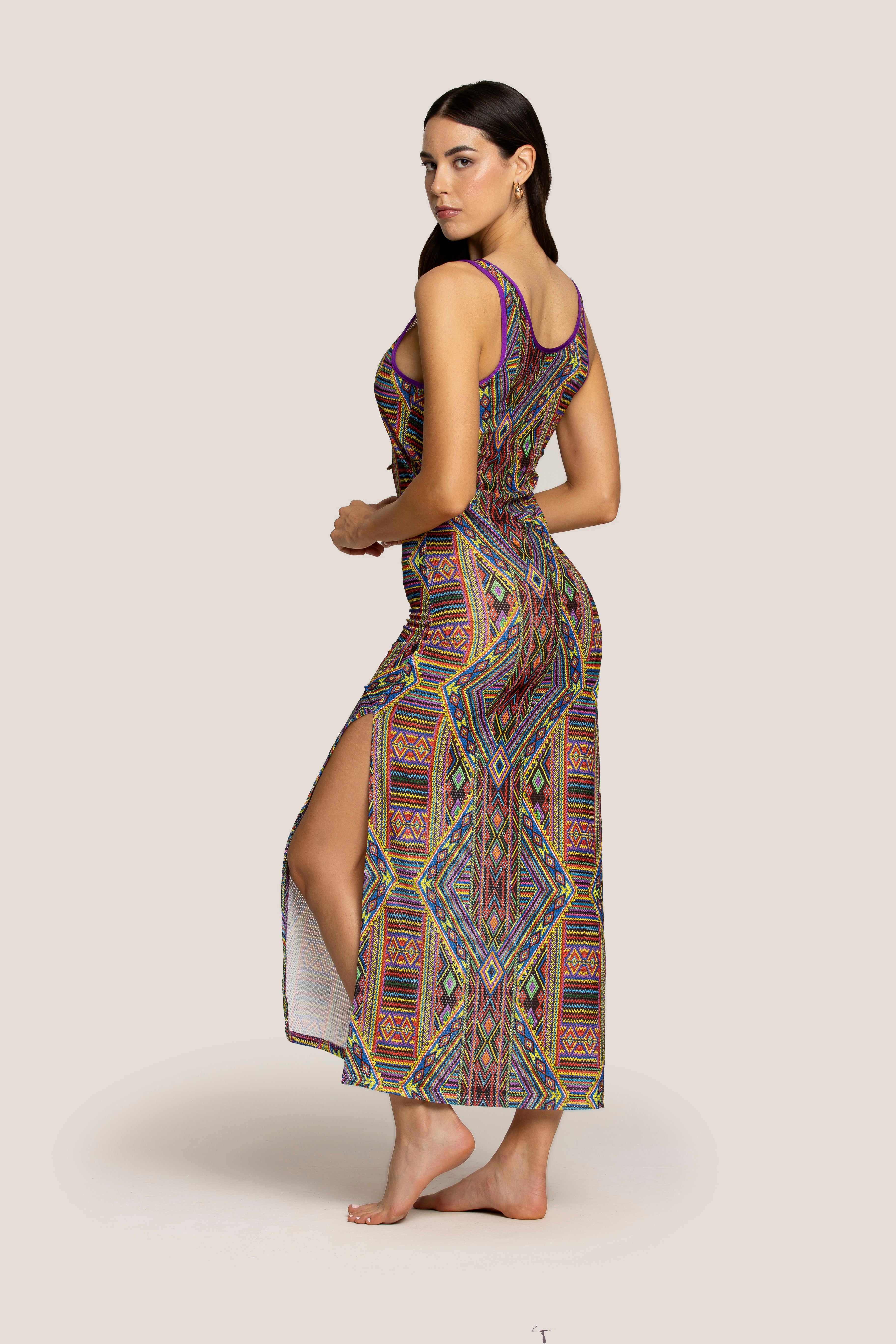 4giveness-abito-canotta-masai-colors-donna-con-spacco image 2