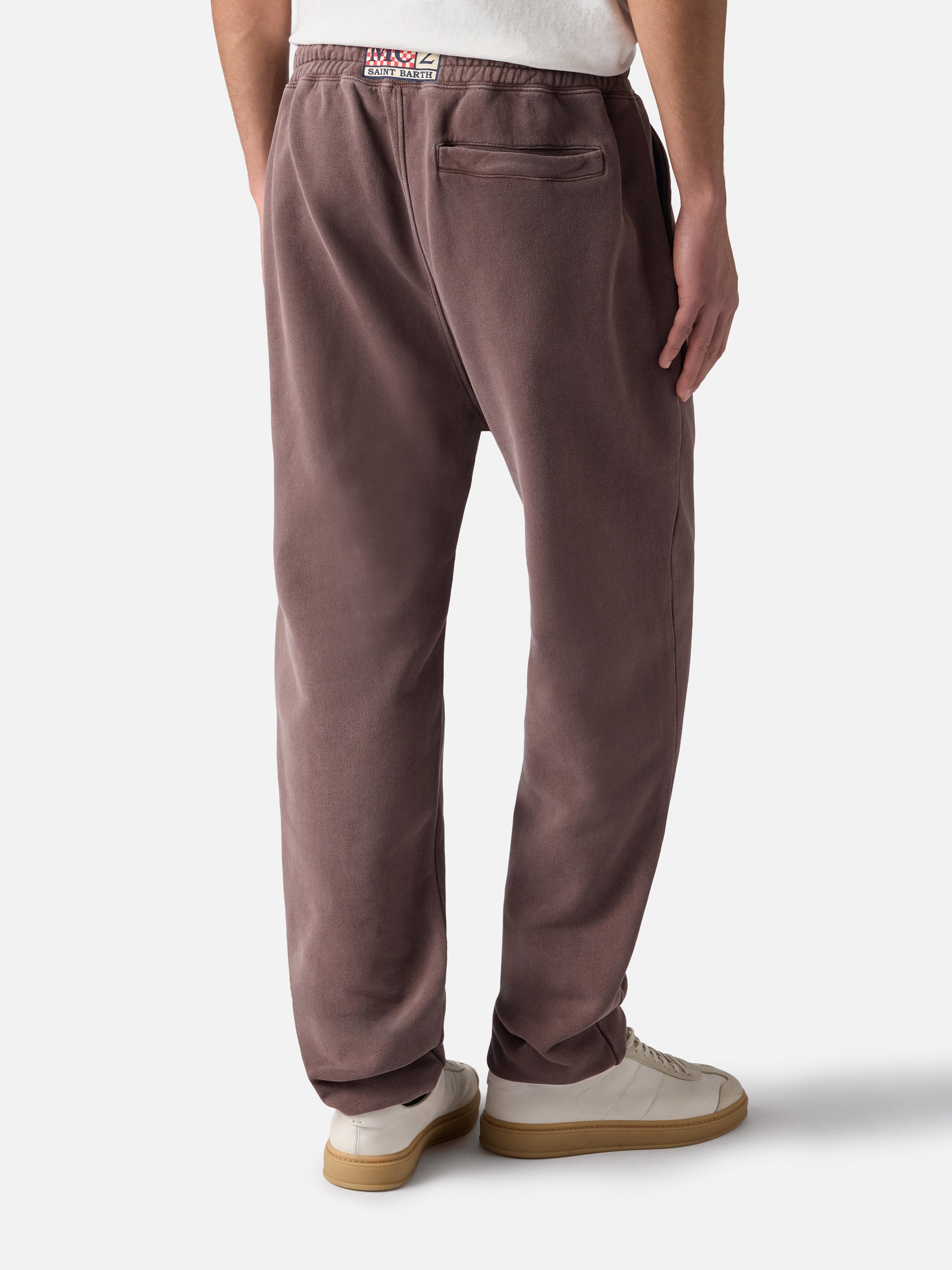 mc2-saint-barth-pantaloni-da-tuta-marroni-bolt-con-trattamento-vintage image 3