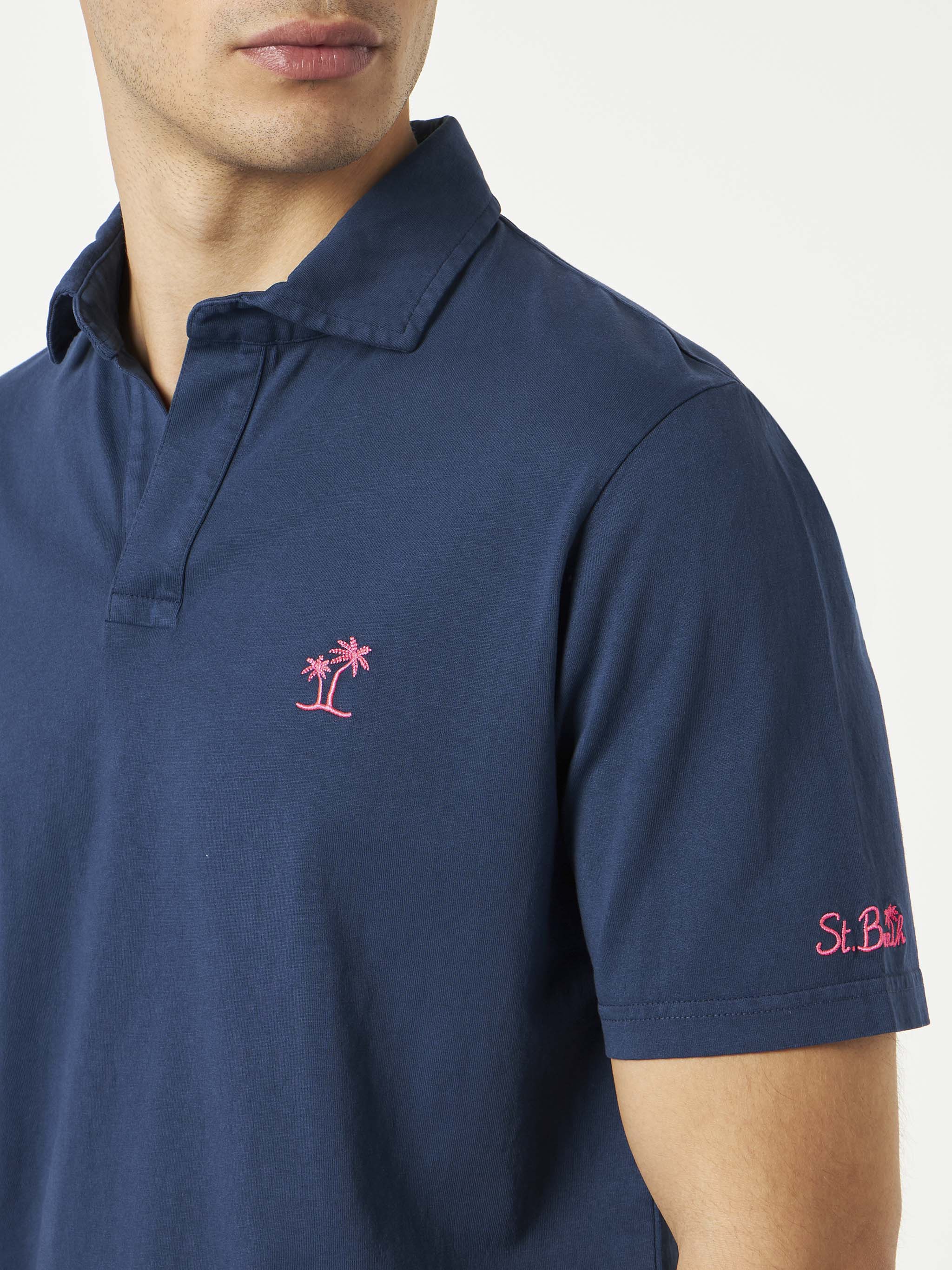 mc2-saint-barth-polo-uomo-in-jersey-di-cotone-blu-navy-regular-fit image 2