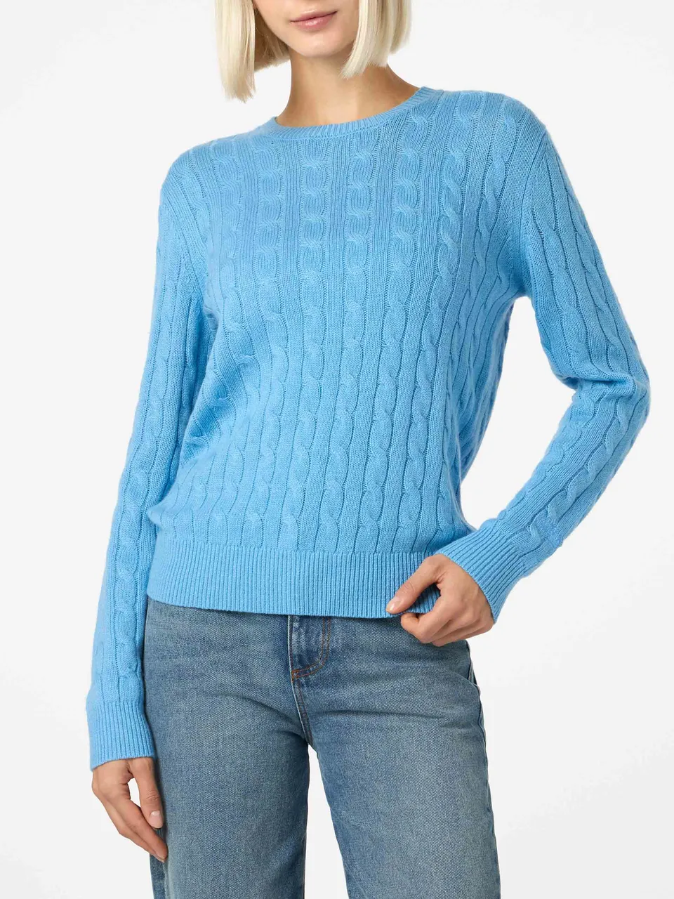 mc2-saint-barth-sorbonne-maglia-donna-azzurro-polvere-in-misto-cashmere-a-trecce image 1