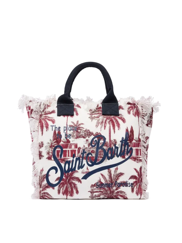 mc2-saint-barth-vanity-borsa-shopping-canvas-toile-de-jouy-bordeaux-bianco image 1