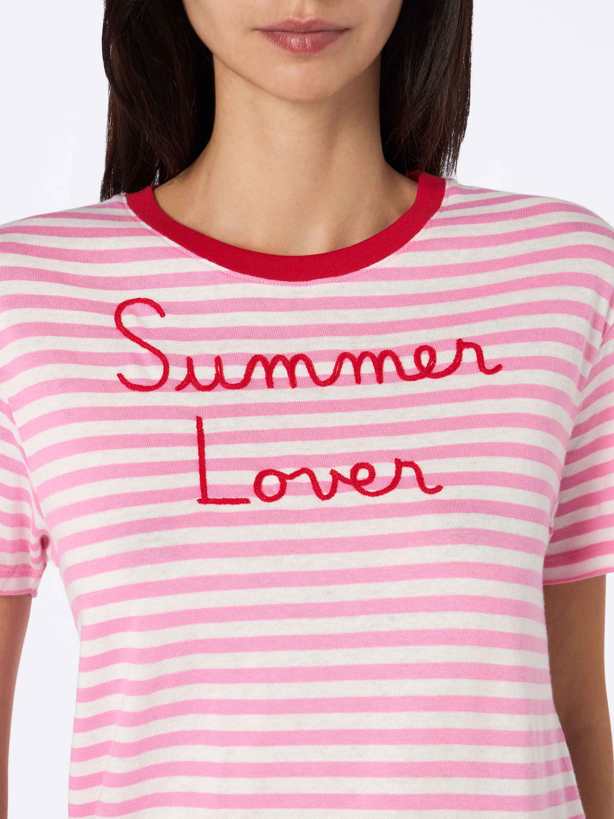 mc2-saint-barth-t-shirt-emilie-in-cotone-a-righe-con-ricamo-summer-lover image 2