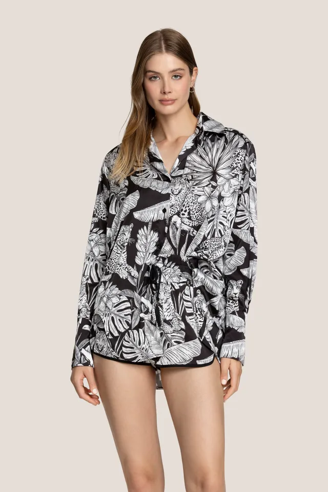 4giveness-camicia-black-white-camicia-cover-up-donna-maniche-lunghe image 1