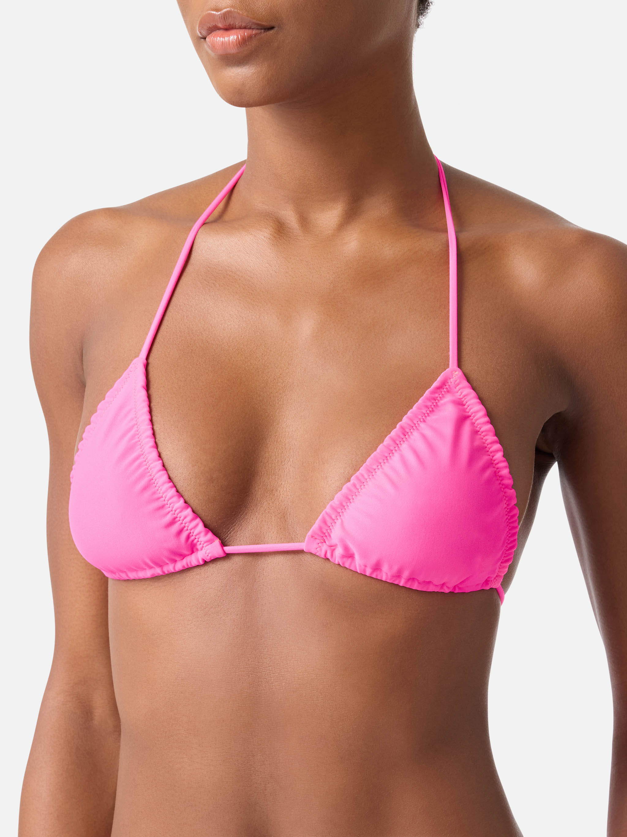 mc2-saint-barth-top-bikini-nilly-triangolo-rosa-fluo-con-laccetti image 2