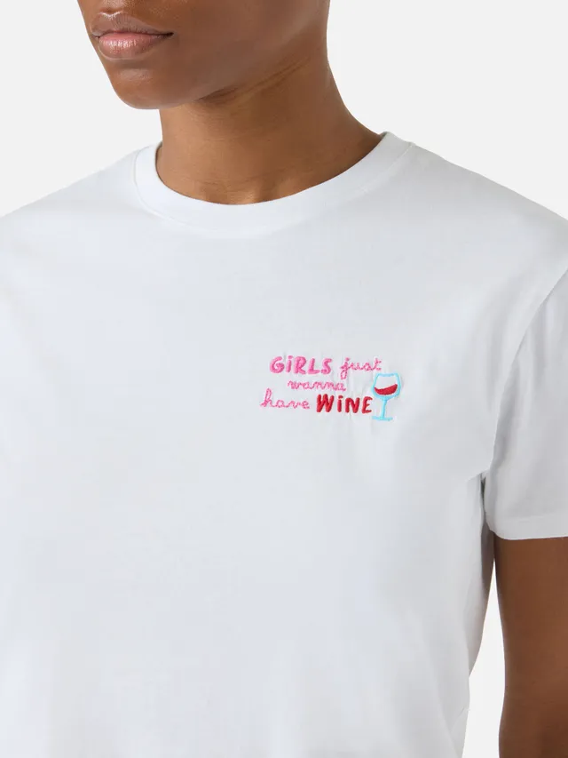 mc2-saint-barth-emilie-t-shirt-donna-bianca-girls-just-wanna-have-wine image 1
