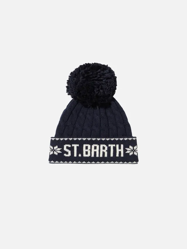 mc2-saint-barth-berretto-bambino-blu-navy-con-pompon-misto-cashmere image 1