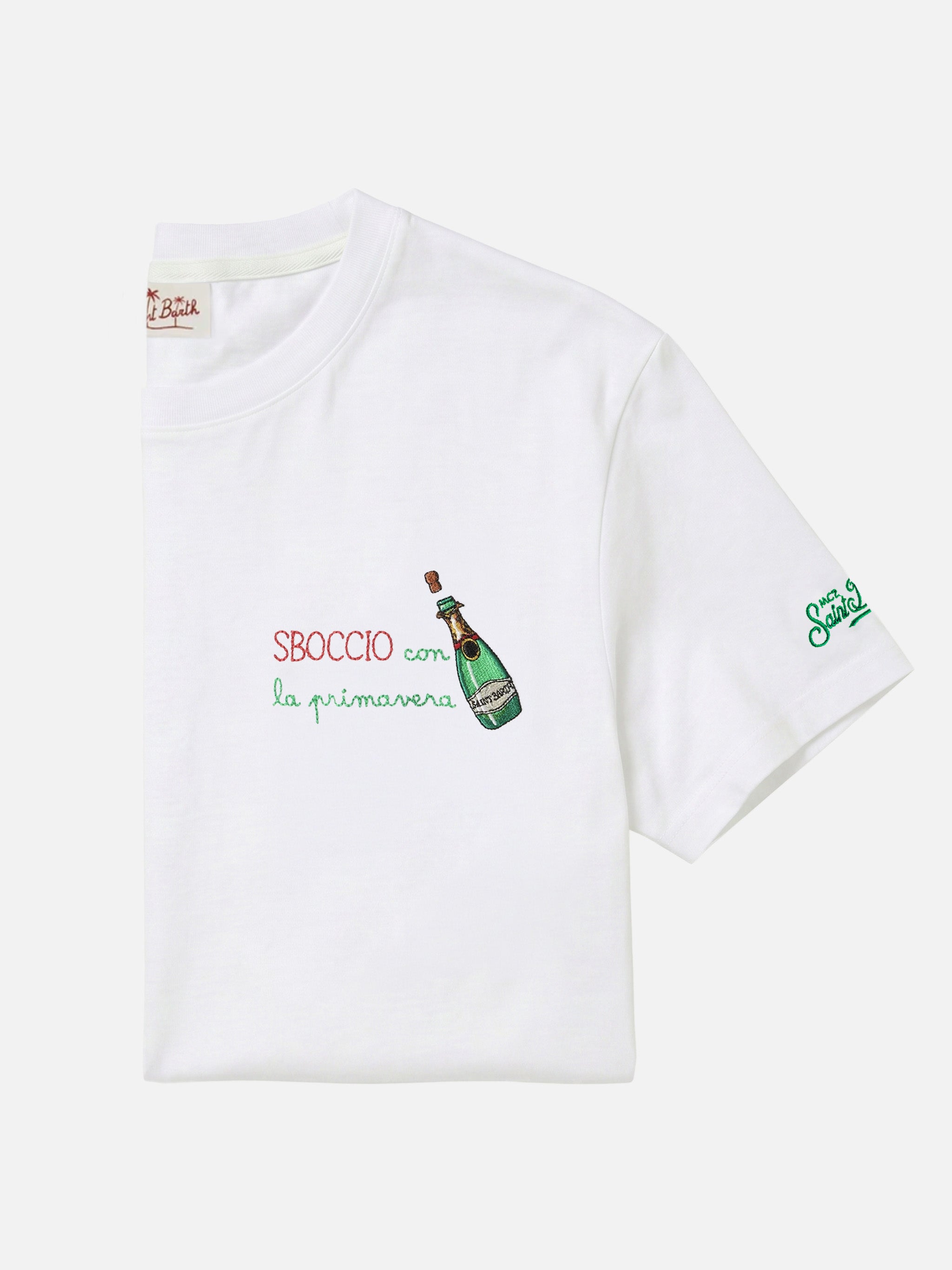 t-shirt-mc2-saint-barth-portofino-bianca-con-ricamo-sboccio-con-la-primavera image 1