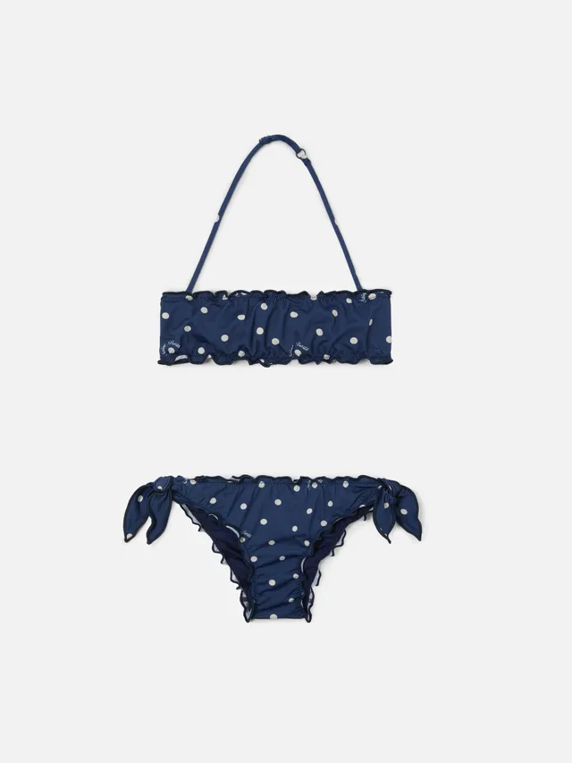 mc2-saint-barth-bikini-emy-da-bambina-navy-a-pois-con-bordi-arricciati image 1