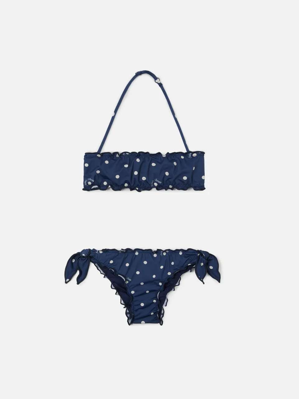 mc2-saint-barth-bikini-emy-da-bambina-navy-a-pois-con-bordi-arricciati image 1