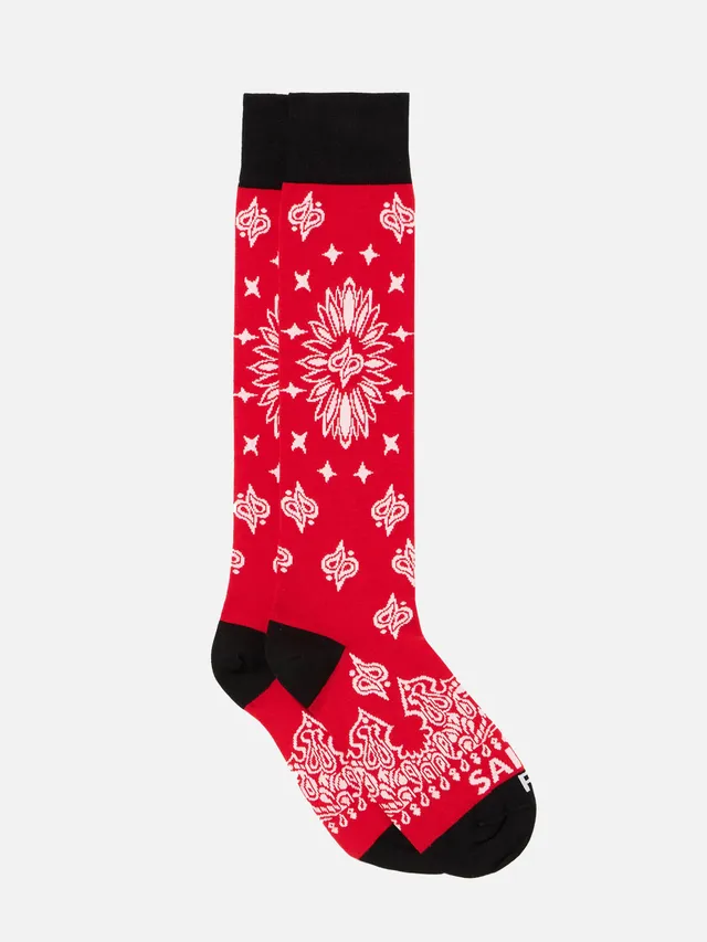 mc2-saint-barth-sox0001-calze-lunghe-stampa-bandana-nera-e-rossa image 1