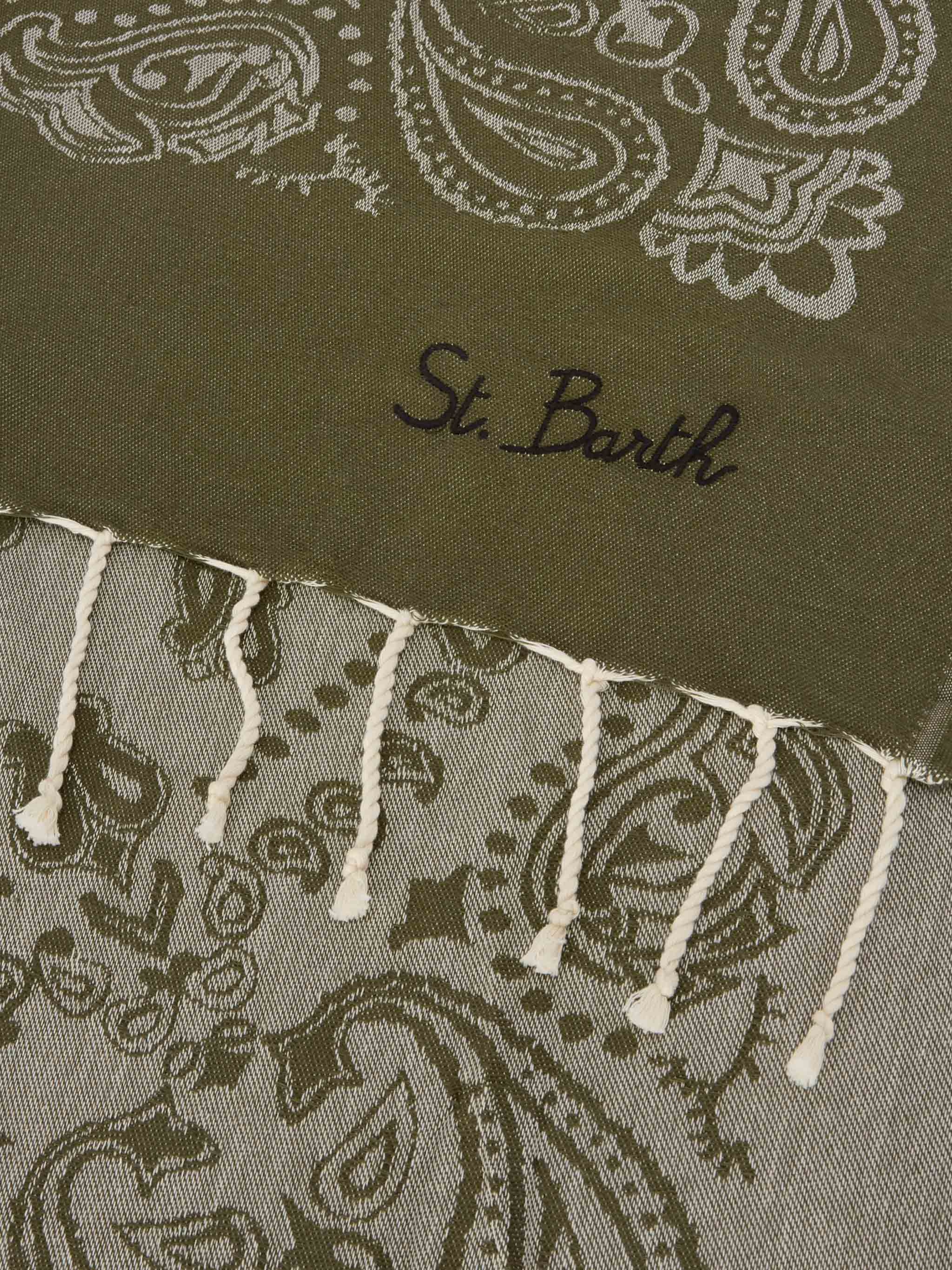 mc2-saint-barth-foutas-fout009-telo-mare-in-cotone-jacquard-bandana-verde-milita image 2