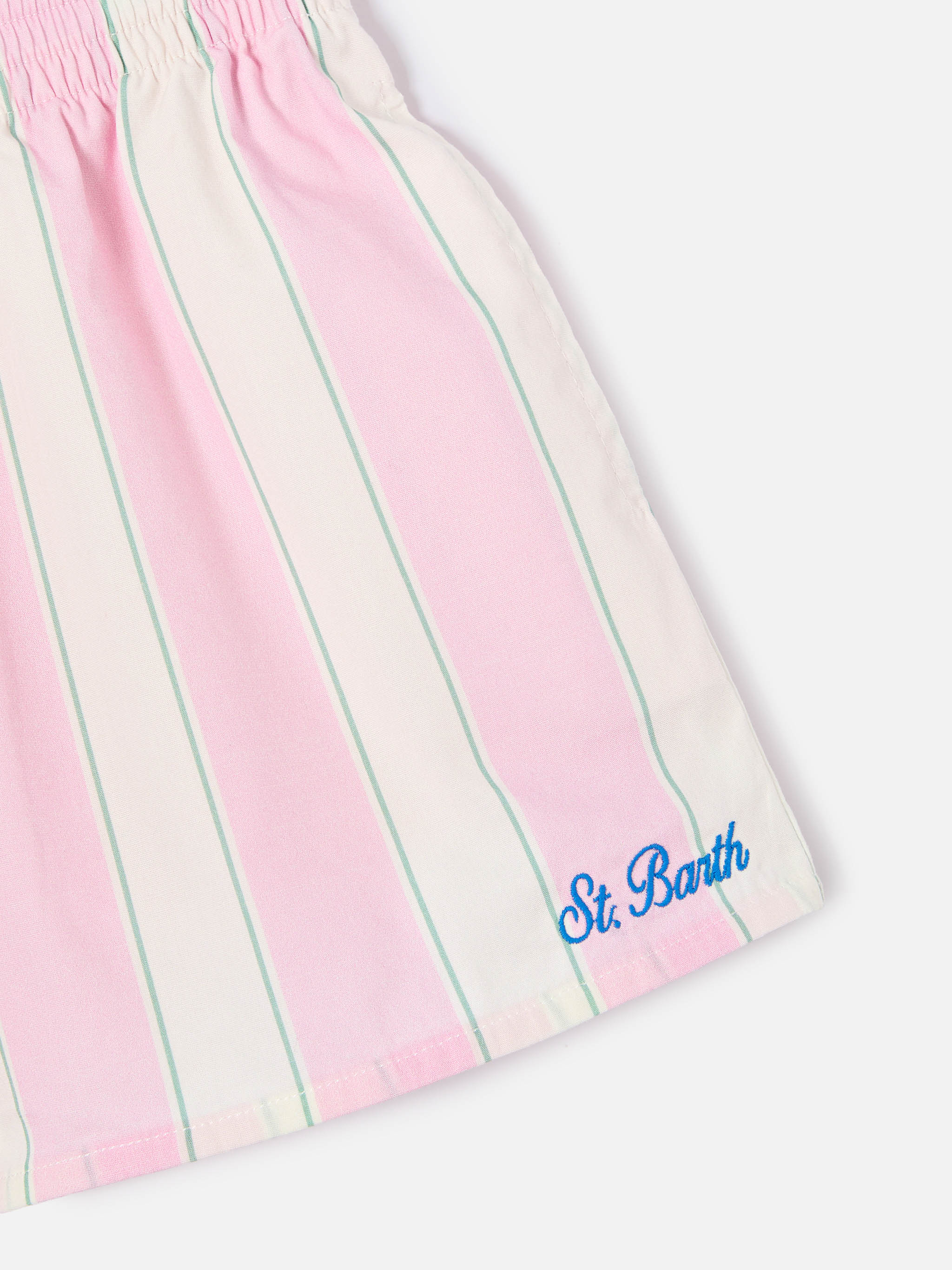 short-meave-jr-mc2-saint-barth-a-righe-bianche-rosa-e-verdi-per-bambina image 2