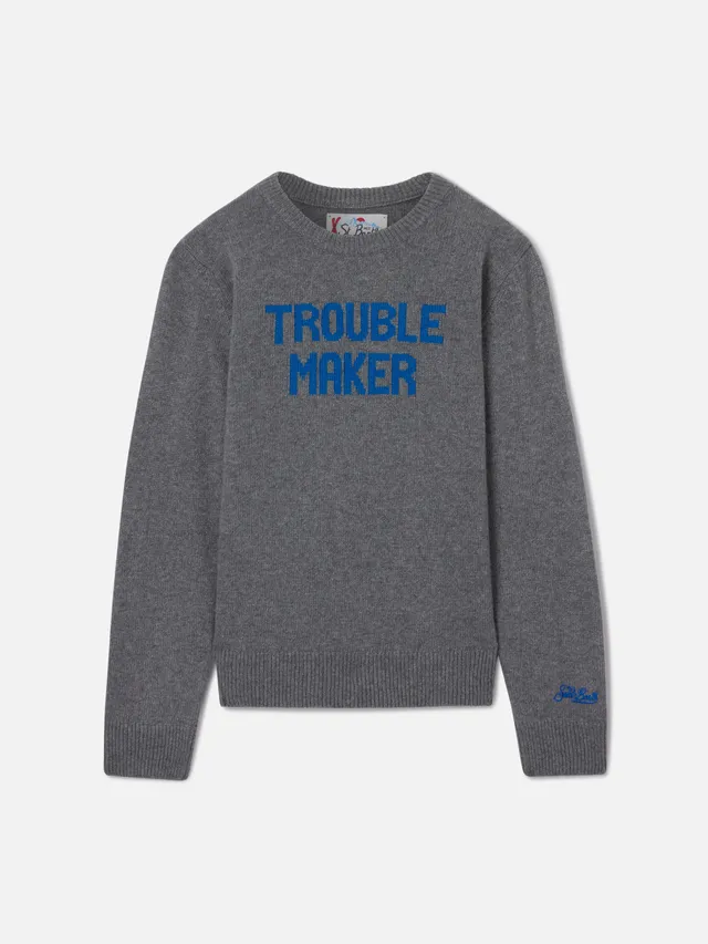 maglia-girocollo-douglas-mc2-saint-barth-grigia-con-intarsio-trouble-maker image 1