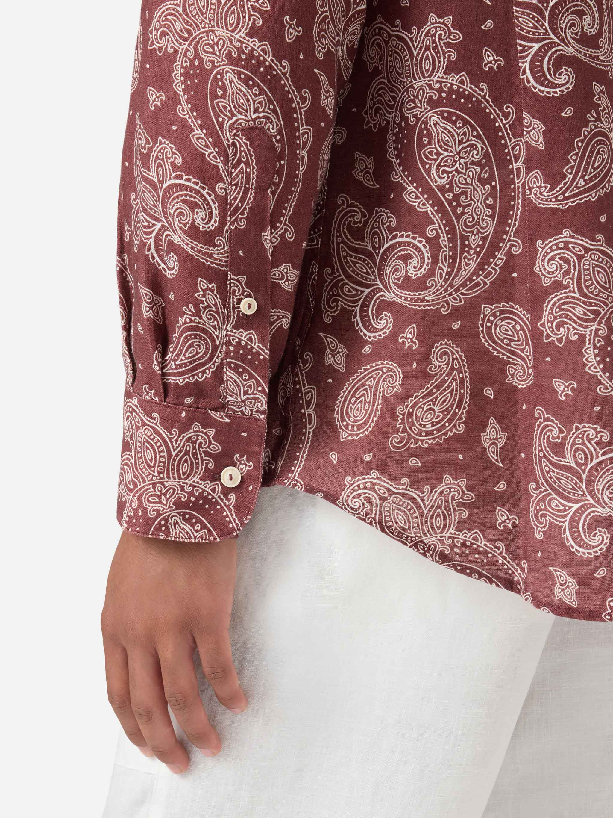 camicia-mc2-saint-barth-klarke-in-lino-con-stampa-paisley-marrone image 4