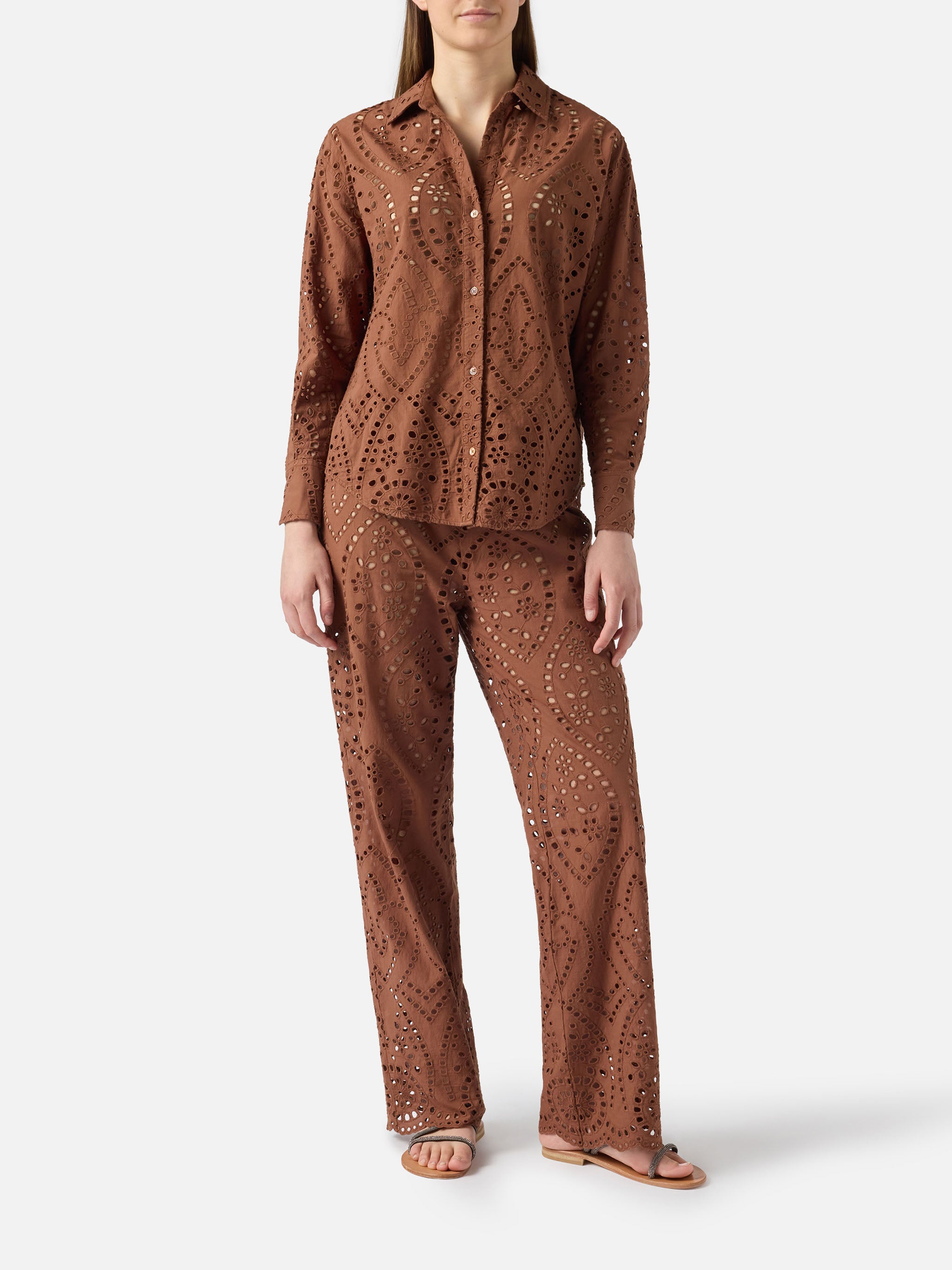 mc2-saint-barth-camicia-cristal-donna-oversize-in-cotone-sangallo-marrone image 5