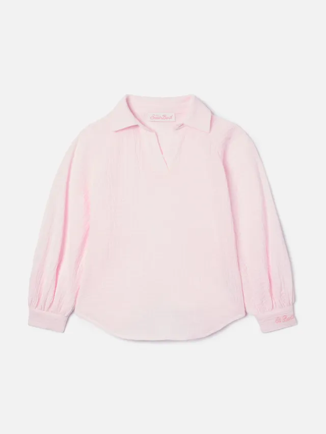 mc2-saint-barth-camicia-maira-jr-in-mussola-di-puro-cotone-rosa-per-bambina image 1