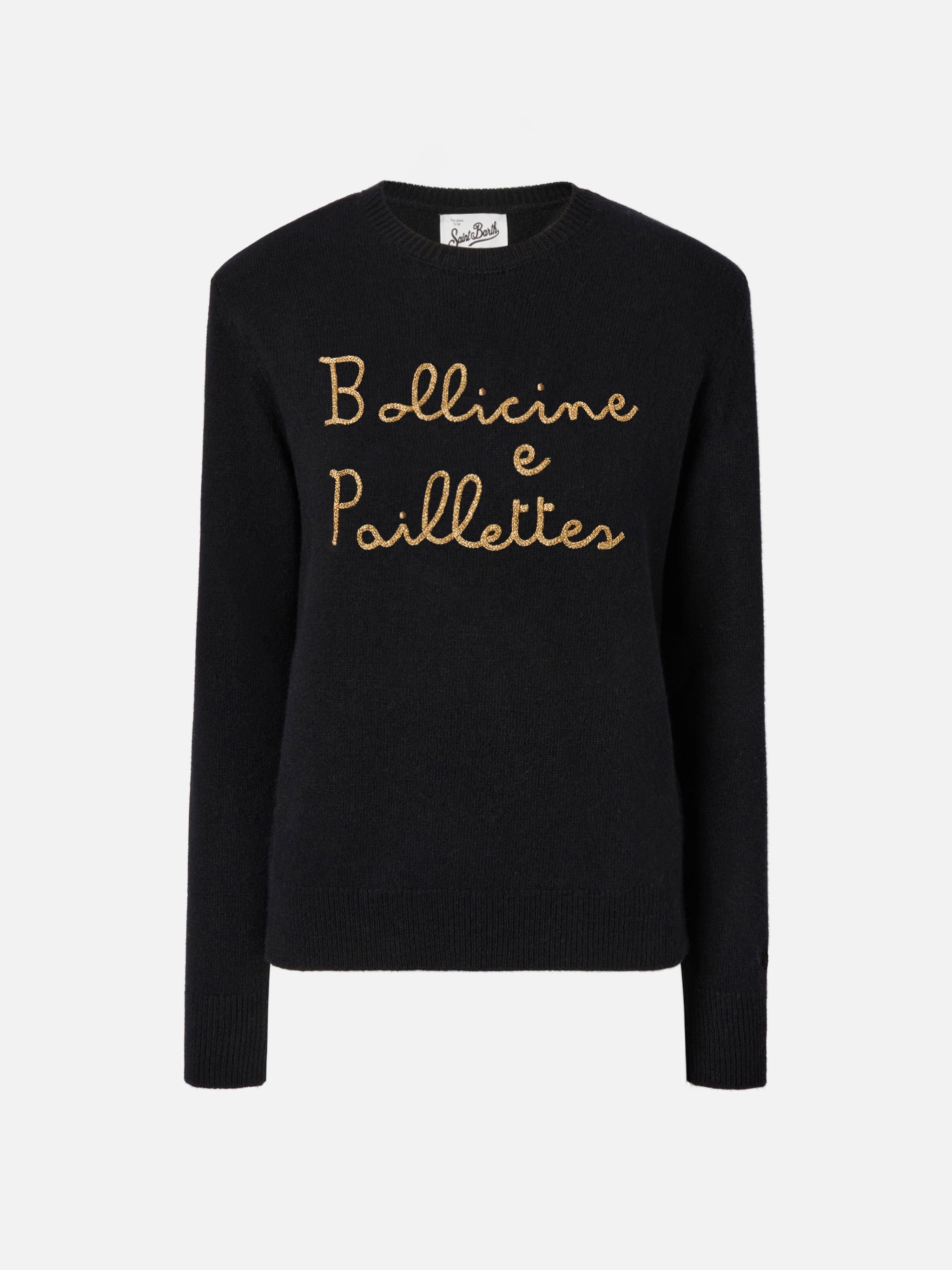mc2-saint-barth-maglione-new-queen-in-misto-cashmere-nero-con-ricamo-bollicine-e image 5