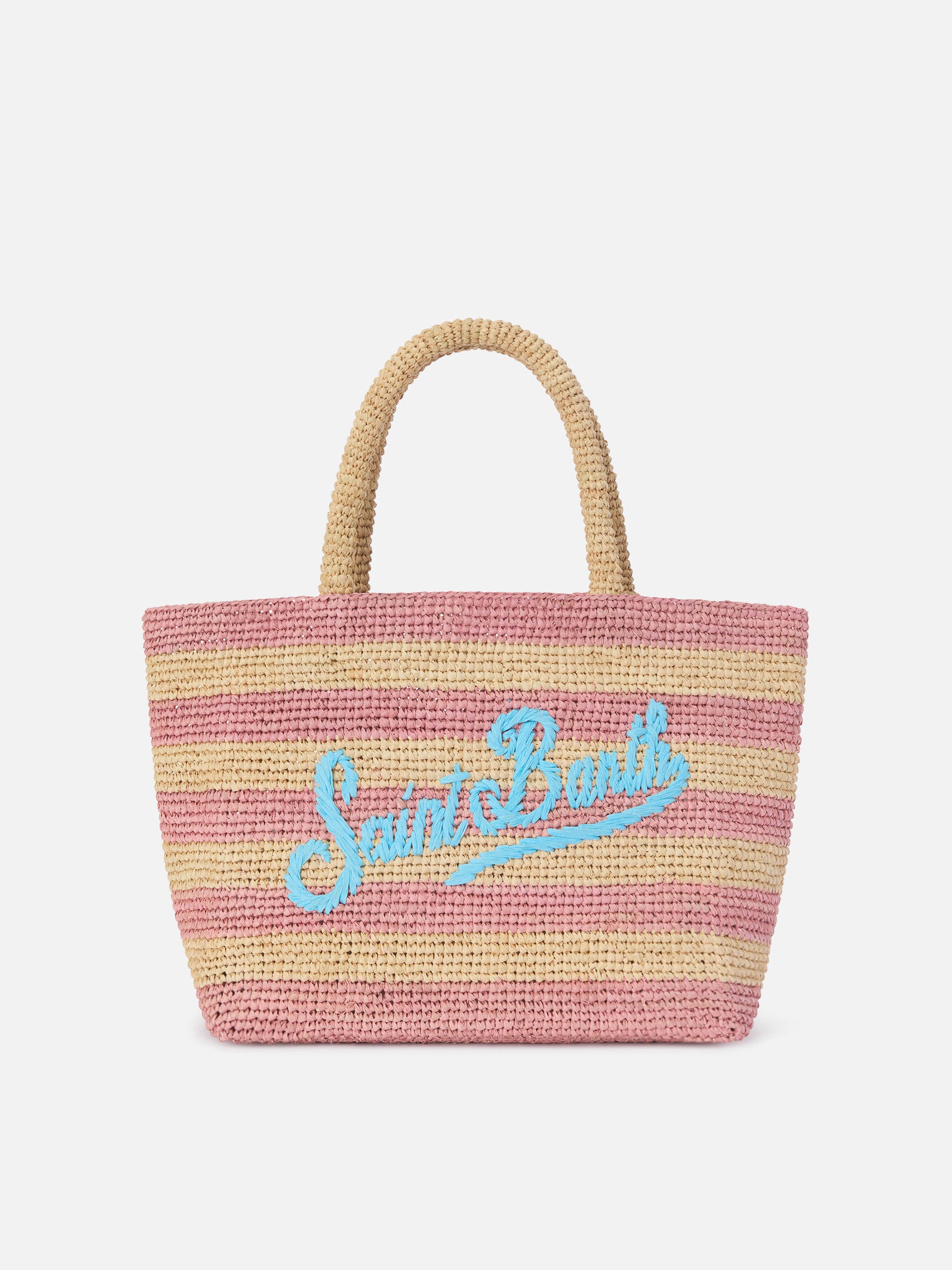 mc2-saint-barth-beach-medium-borsa-mare-raffia-rosa-a-righe image 1