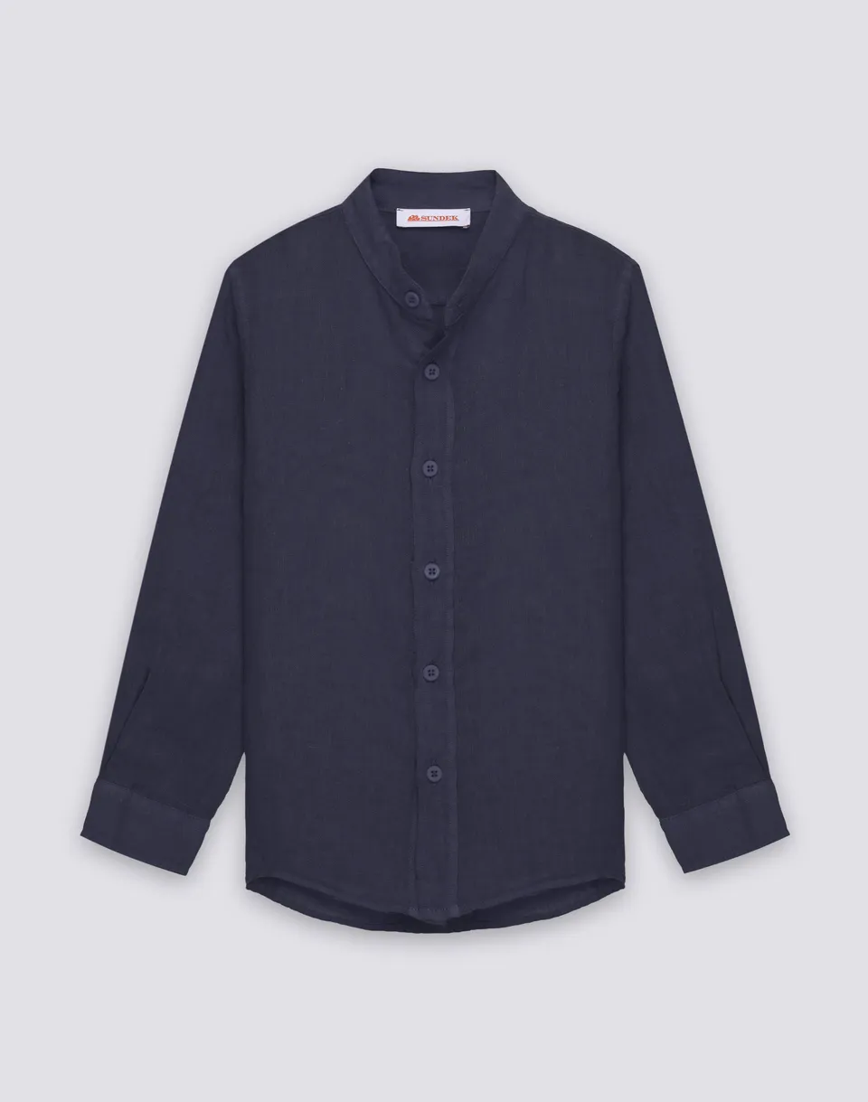 sundek-camicia-bambino-lino-manica-lunga-colletto-coreana-b821shli5tc image 1