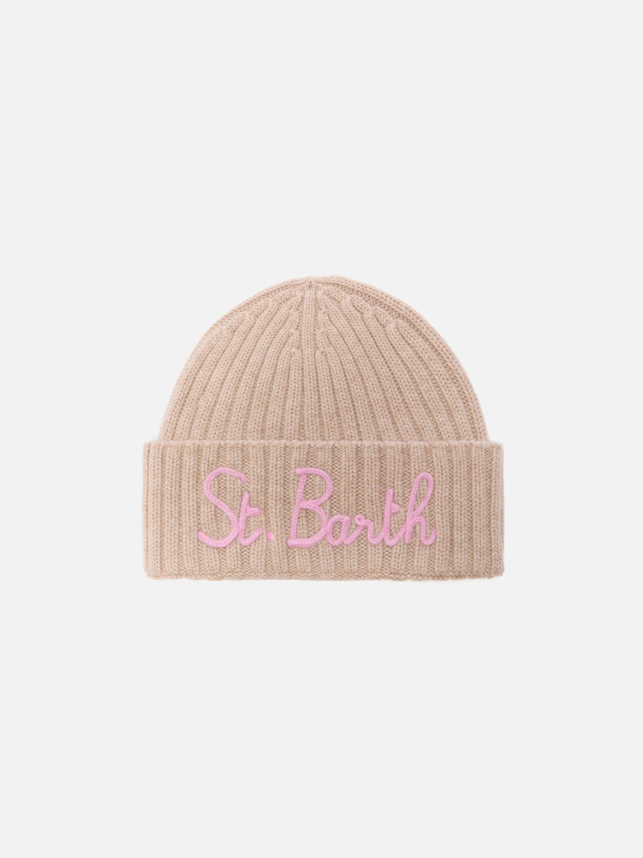 mc2-saint-barth-berretto-wengen-in-misto-cashmere-beige-con-ricamo-st-barth image 1