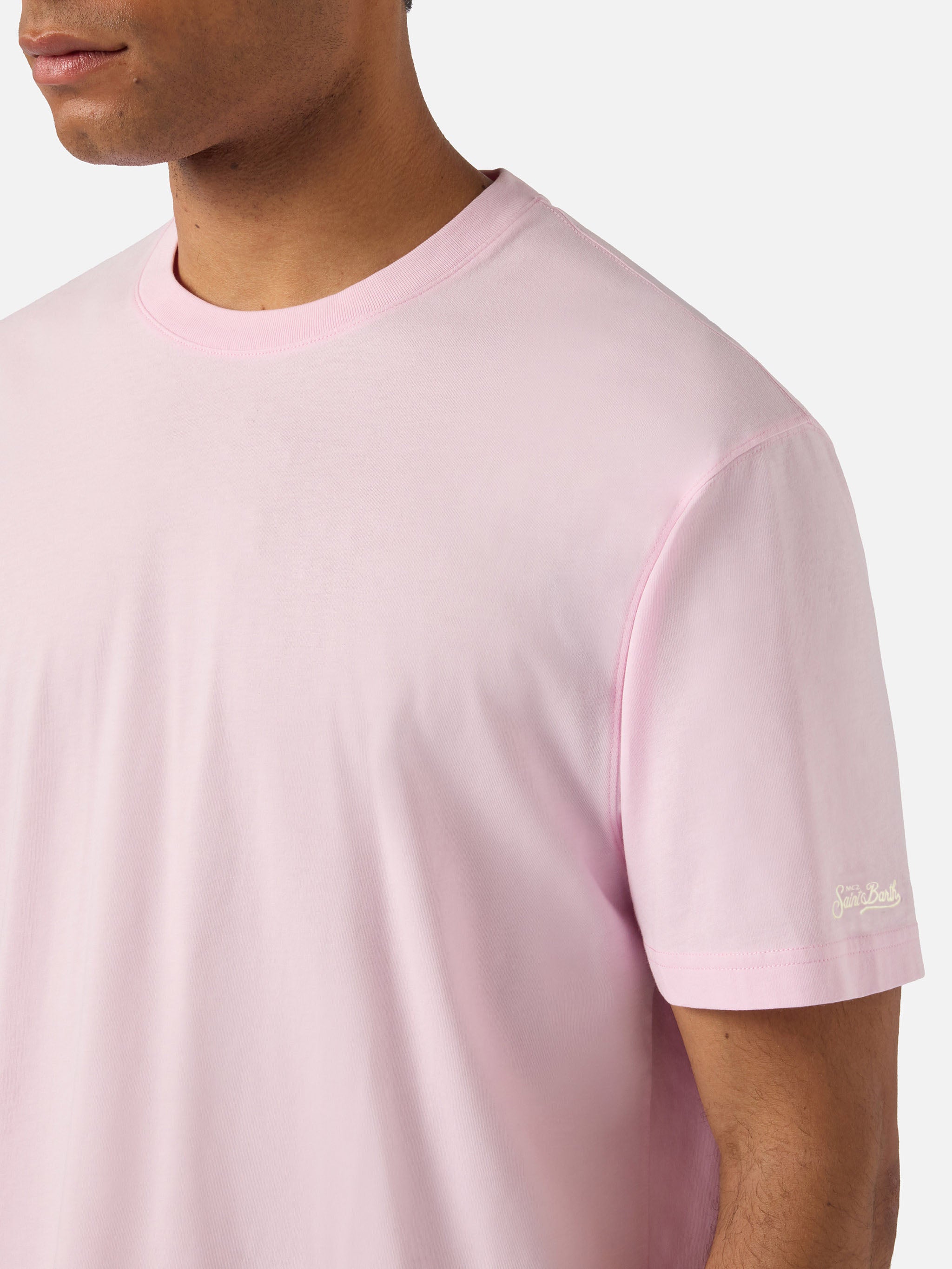 mc2-saint-barth-t-shirt-dover-uomo-in-cotone-rosa-con-ricamo-logo image 3