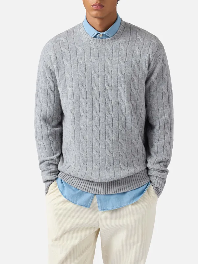 mc2-saint-barth-maglione-girocollo-regent-a-trecce-100-lana-merino-grigio-melang image 1