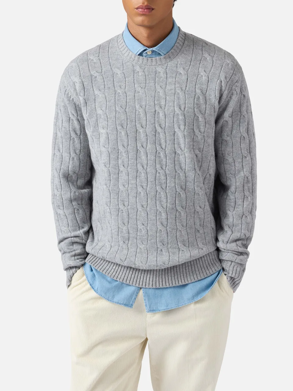 mc2-saint-barth-maglione-girocollo-regent-a-trecce-100-lana-merino-grigio-melang image 1