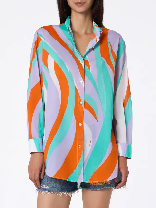 mc2-saint-barth-camicia-brigitte-in-cotone-con-stampa-shape-wave image 1