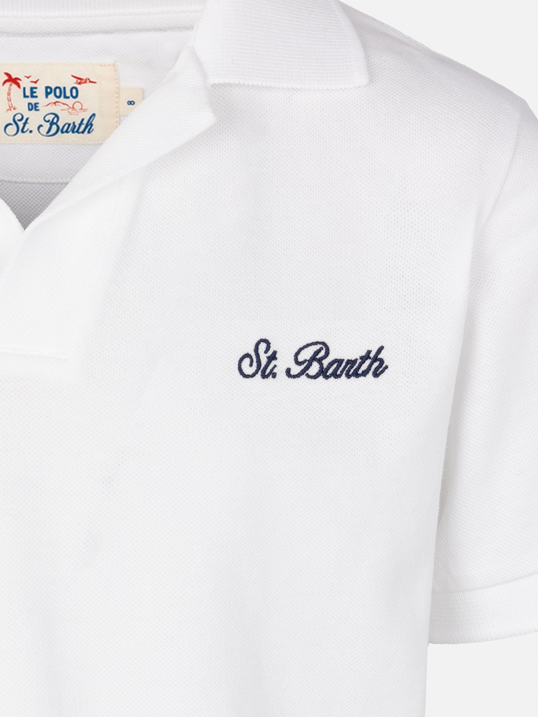 mc2-saint-barth-polo-charles-jr-piqu-cotone-bianco-bimbo-senza-bottoni image 3